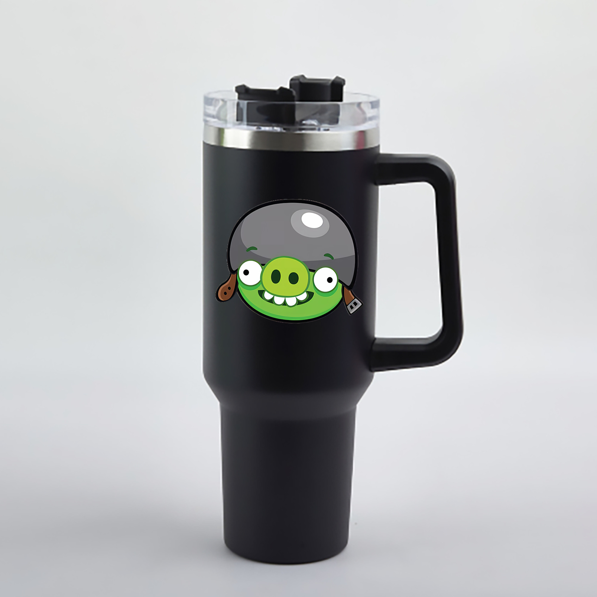 （画像用） Angry Birds アングリーバード 1200mL車用タンブラー - クリスタルステッカー（プラスチックストロー付き）