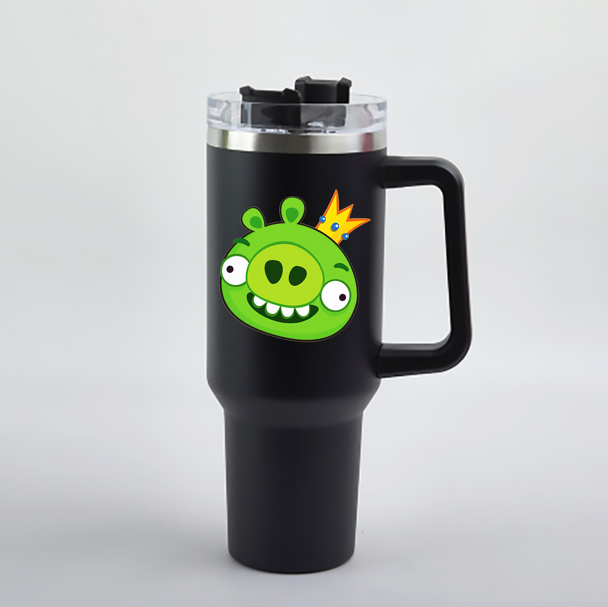 （画像用） Angry Birds アングリーバード 1200mL車用タンブラー - クリスタルステッカー（プラスチックストロー付き）