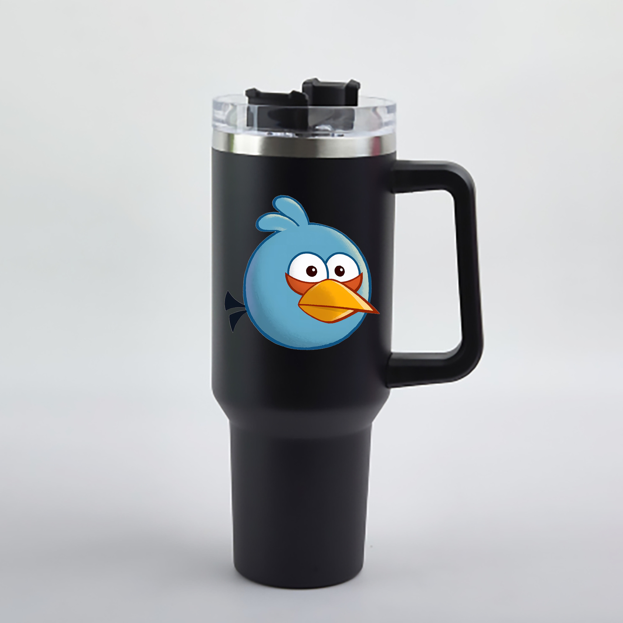 （画像用） Angry Birds アングリーバード 1200mL車用タンブラー - クリスタルステッカー（プラスチックストロー付き）