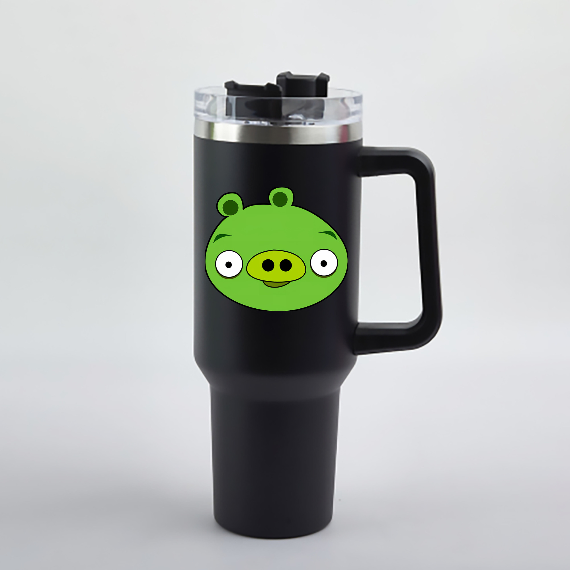 （画像用） Angry Birds アングリーバード 1200mL車用タンブラー - クリスタルステッカー（プラスチックストロー付き）