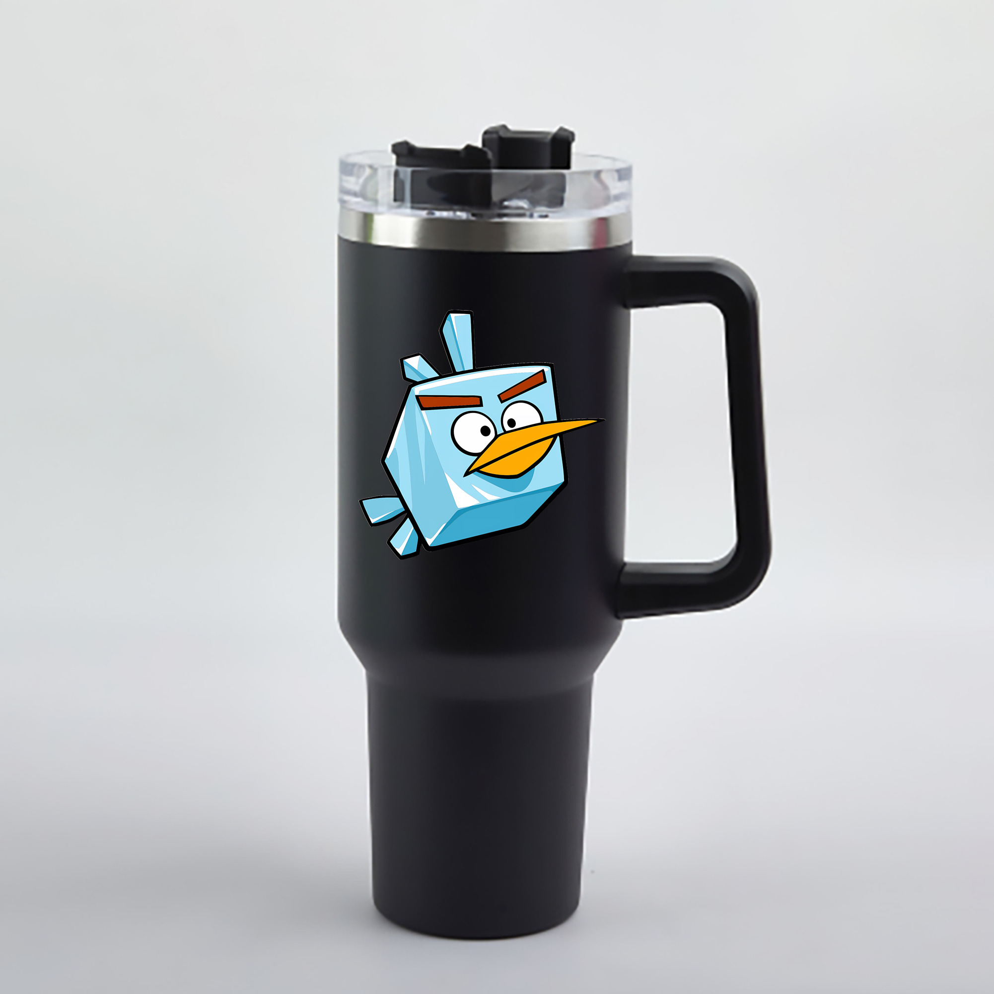 （画像用） Angry Birds アングリーバード 1200mL車用タンブラー - クリスタルステッカー（プラスチックストロー付き）
