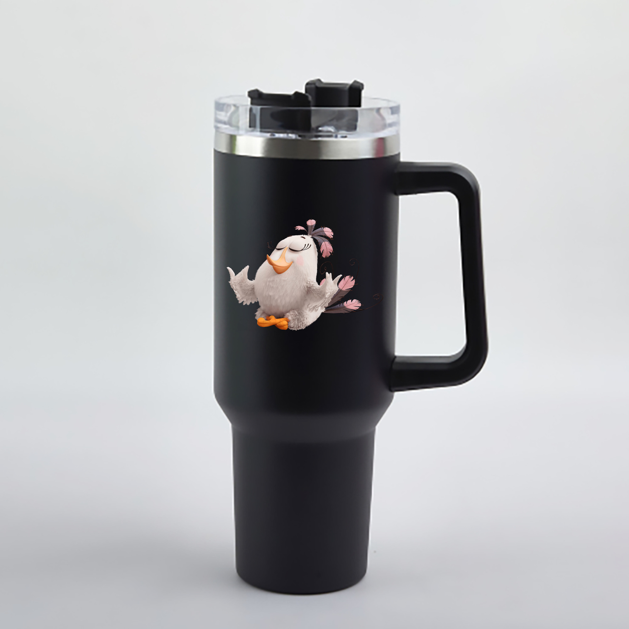（画像用） Angry Birds アングリーバード 1200mL車用タンブラー - クリスタルステッカー（プラスチックストロー付き）