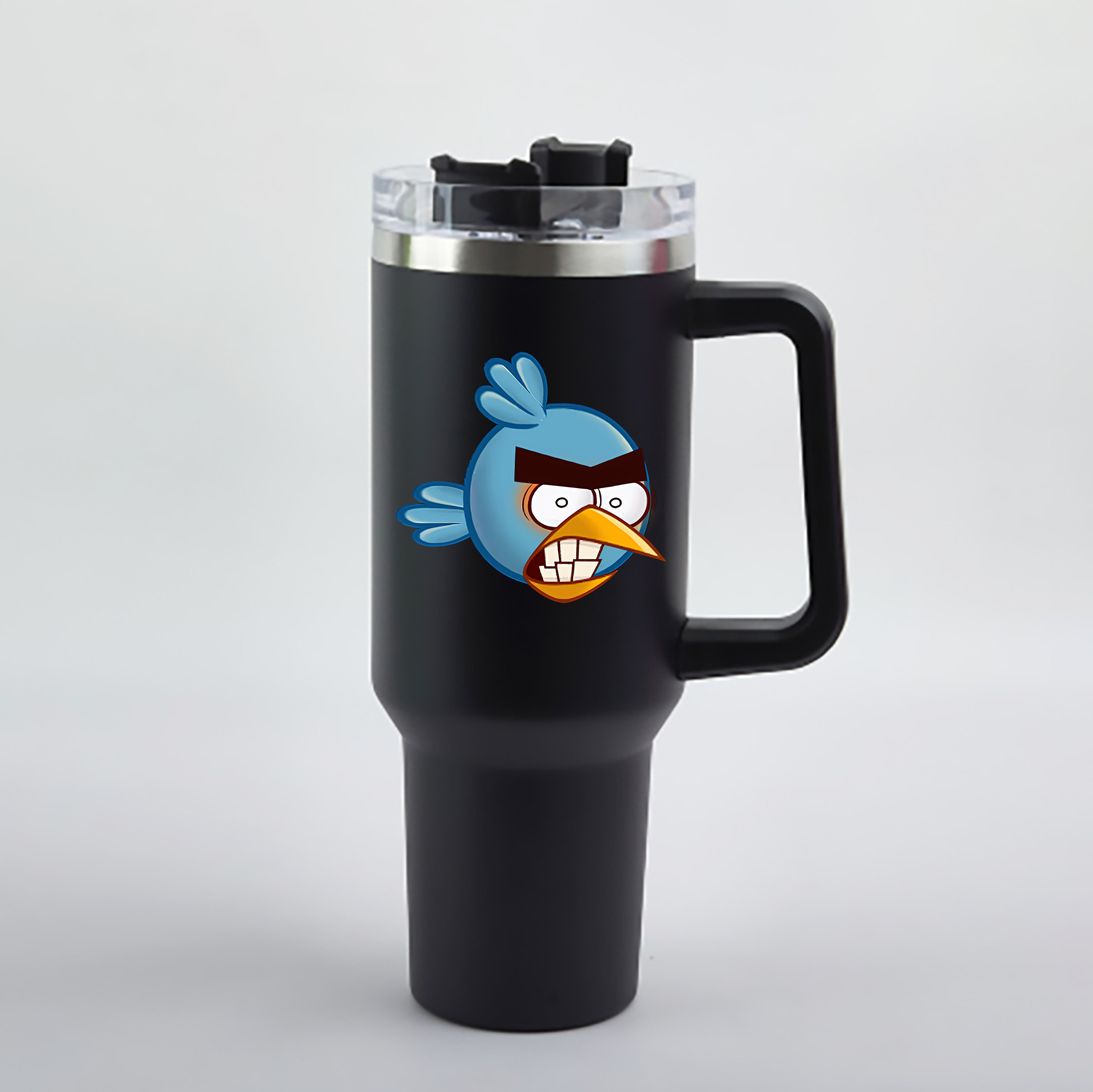 （画像用） Angry Birds アングリーバード 1200mL車用タンブラー - クリスタルステッカー（プラスチックストロー付き）