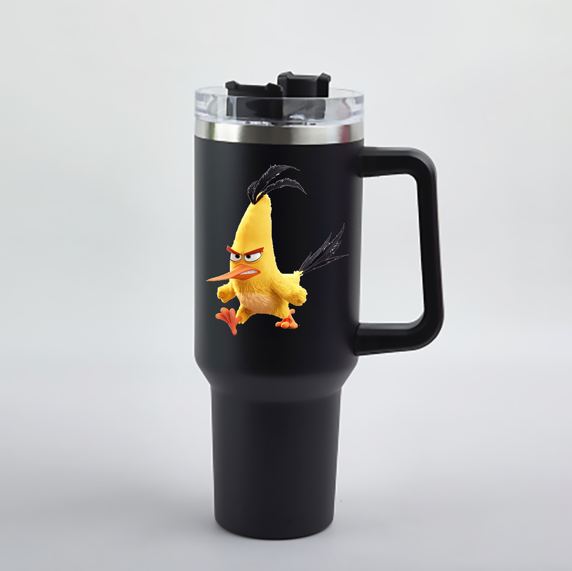 （画像用） Angry Birds アングリーバード 1200mL車用タンブラー - クリスタルステッカー（プラスチックストロー付き）