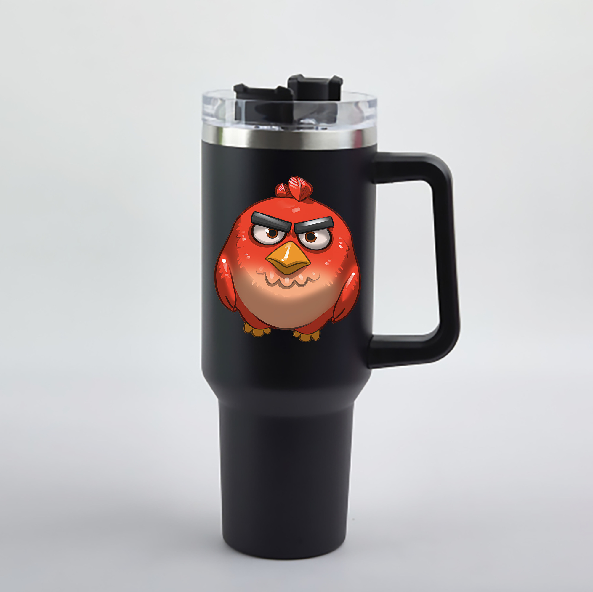 （画像用） Angry Birds アングリーバード 1200mL車用タンブラー - クリスタルステッカー（プラスチックストロー付き）