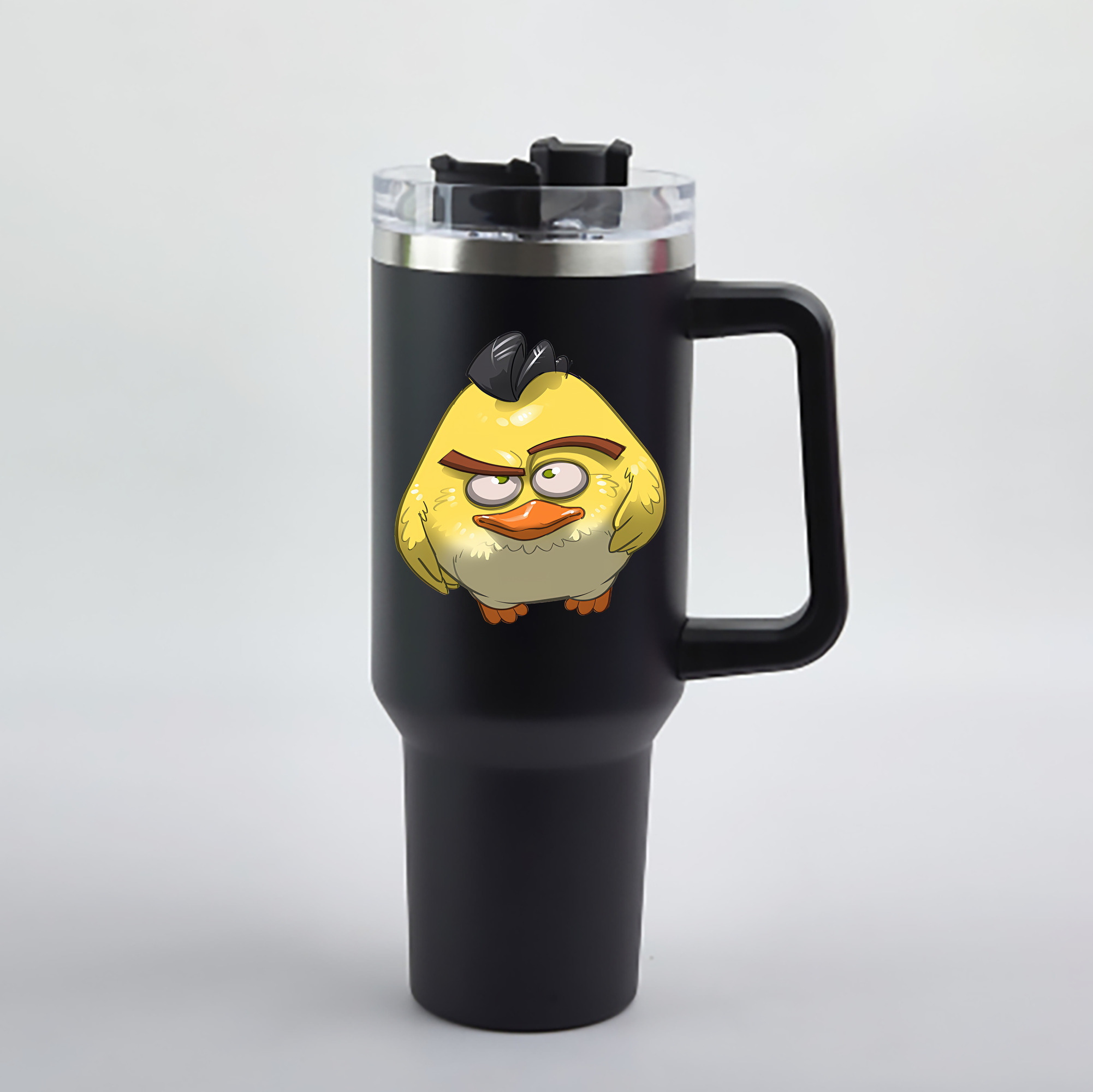 （画像用） Angry Birds アングリーバード 1200mL車用タンブラー - クリスタルステッカー（プラスチックストロー付き）