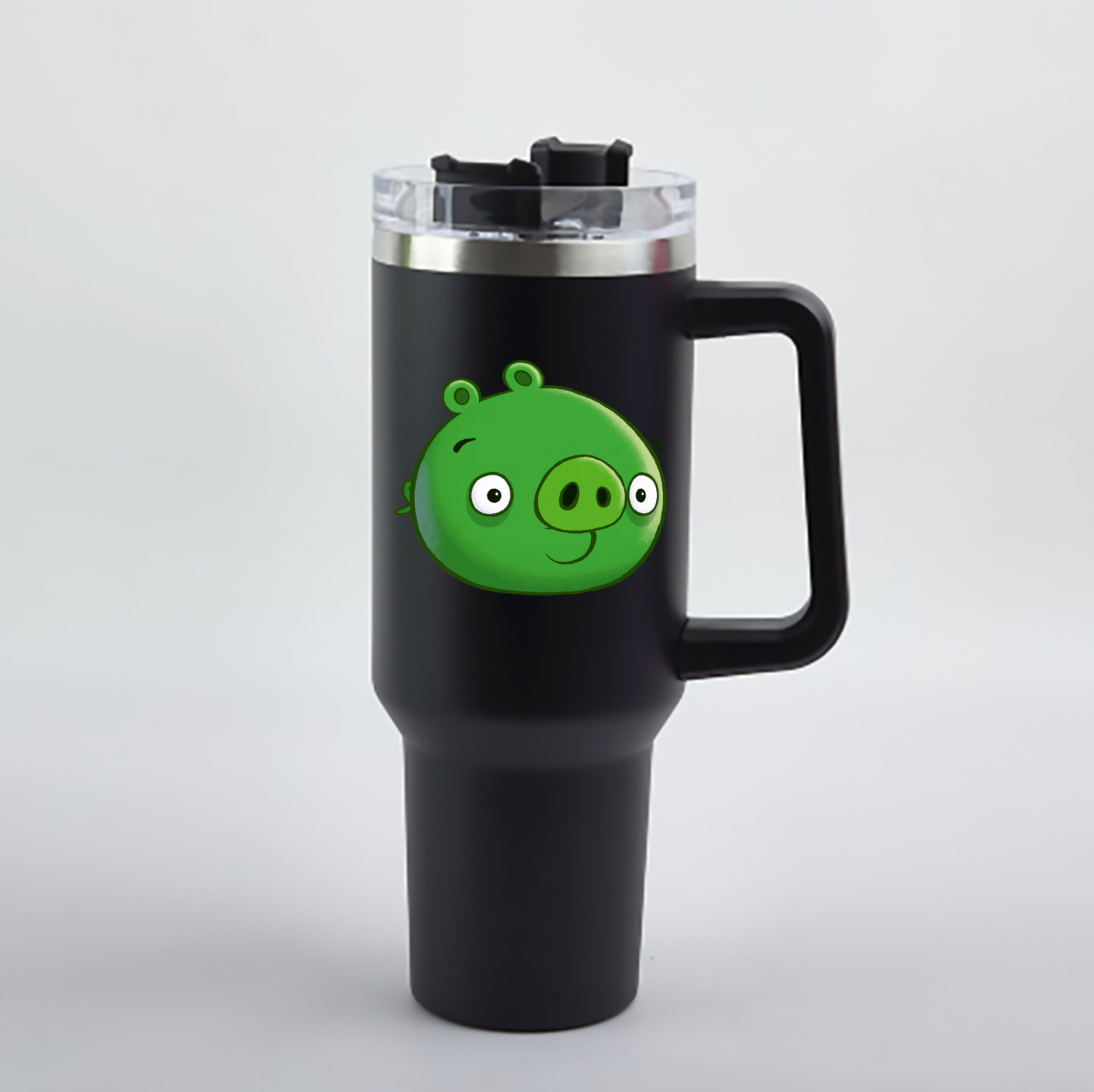 （画像用） Angry Birds アングリーバード 1200mL車用タンブラー - クリスタルステッカー（プラスチックストロー付き）