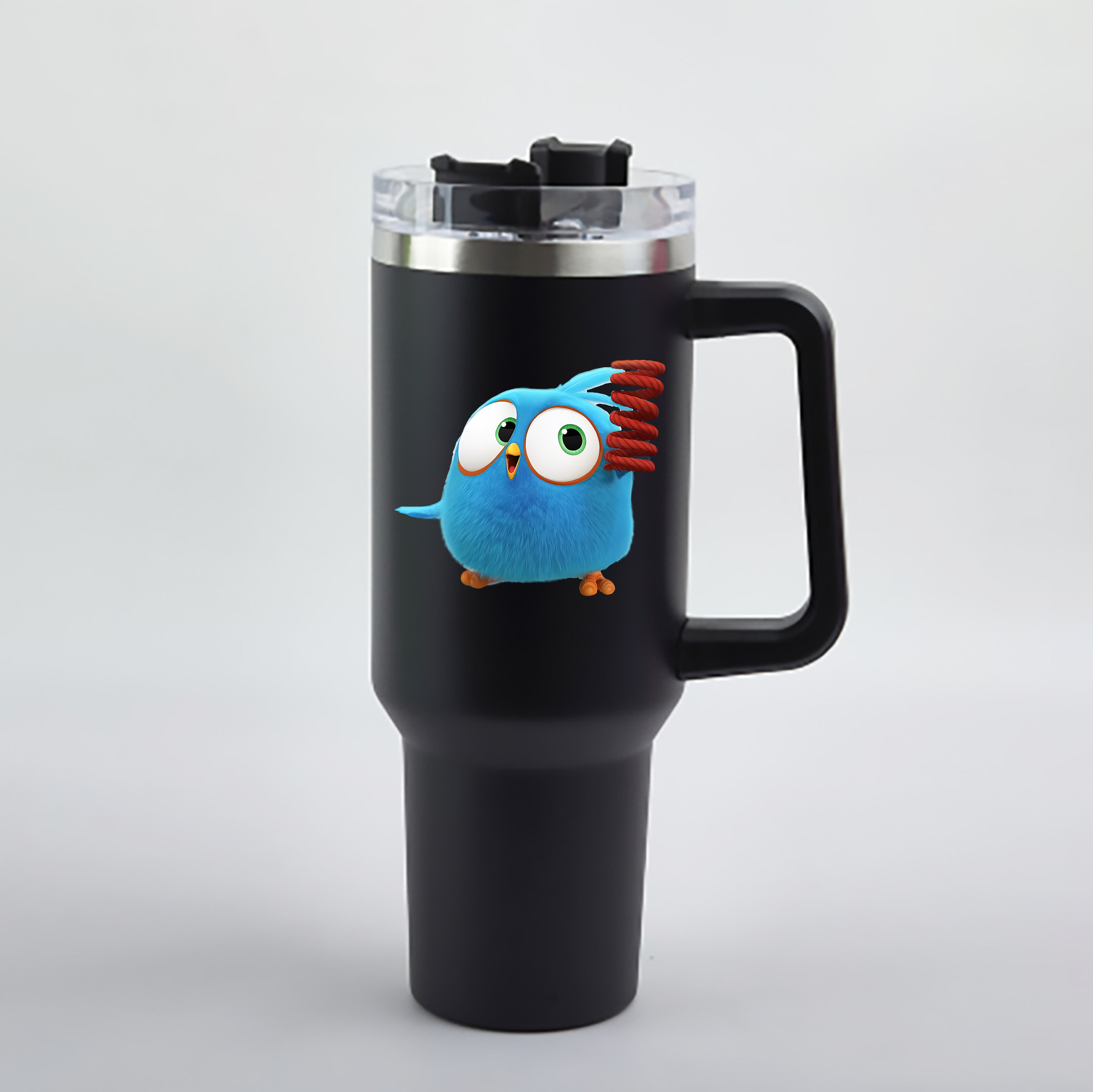 （画像用） Angry Birds アングリーバード 1200mL車用タンブラー - クリスタルステッカー（プラスチックストロー付き）