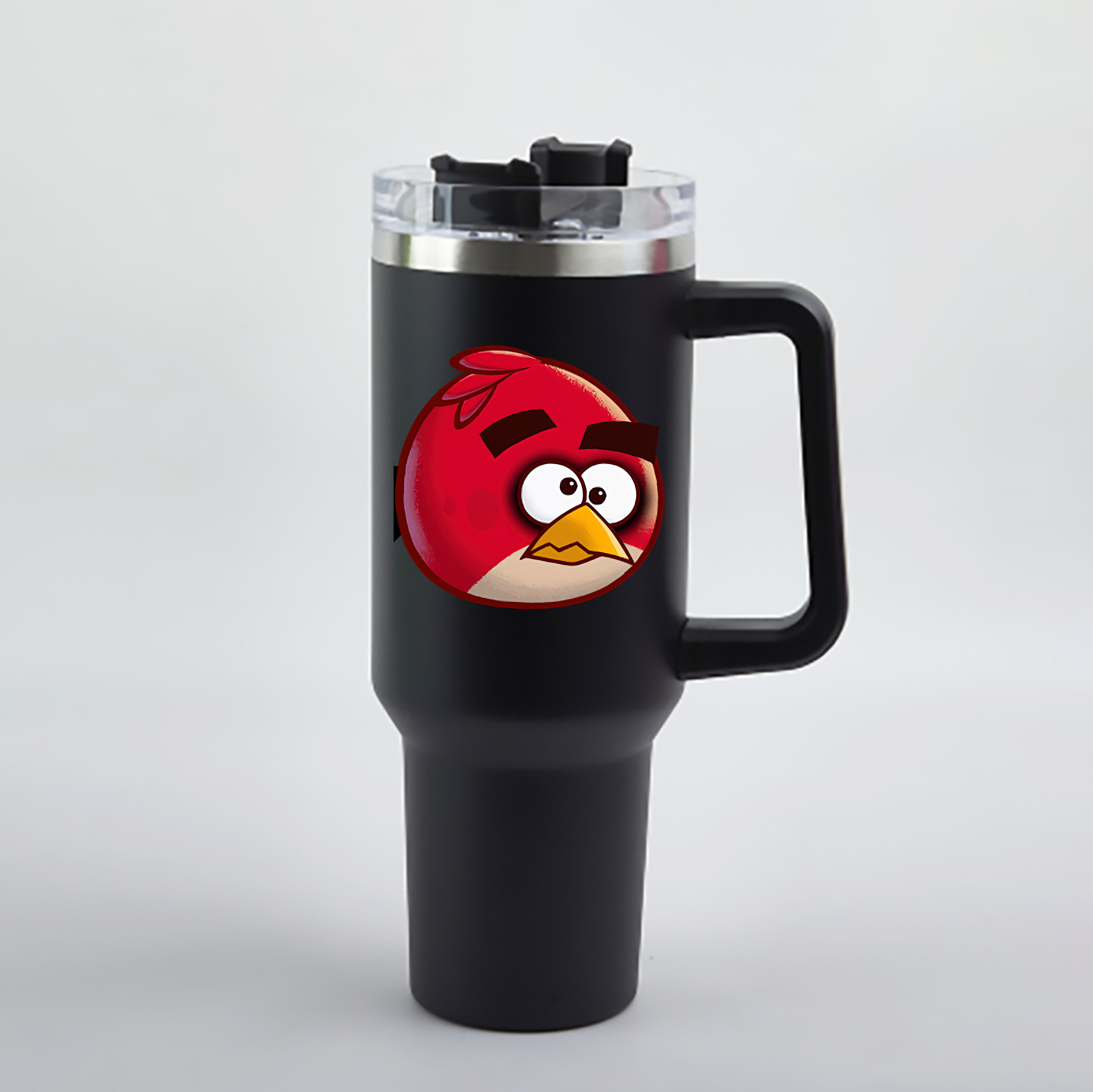 （画像用） Angry Birds アングリーバード 1200mL車用タンブラー - クリスタルステッカー（プラスチックストロー付き）