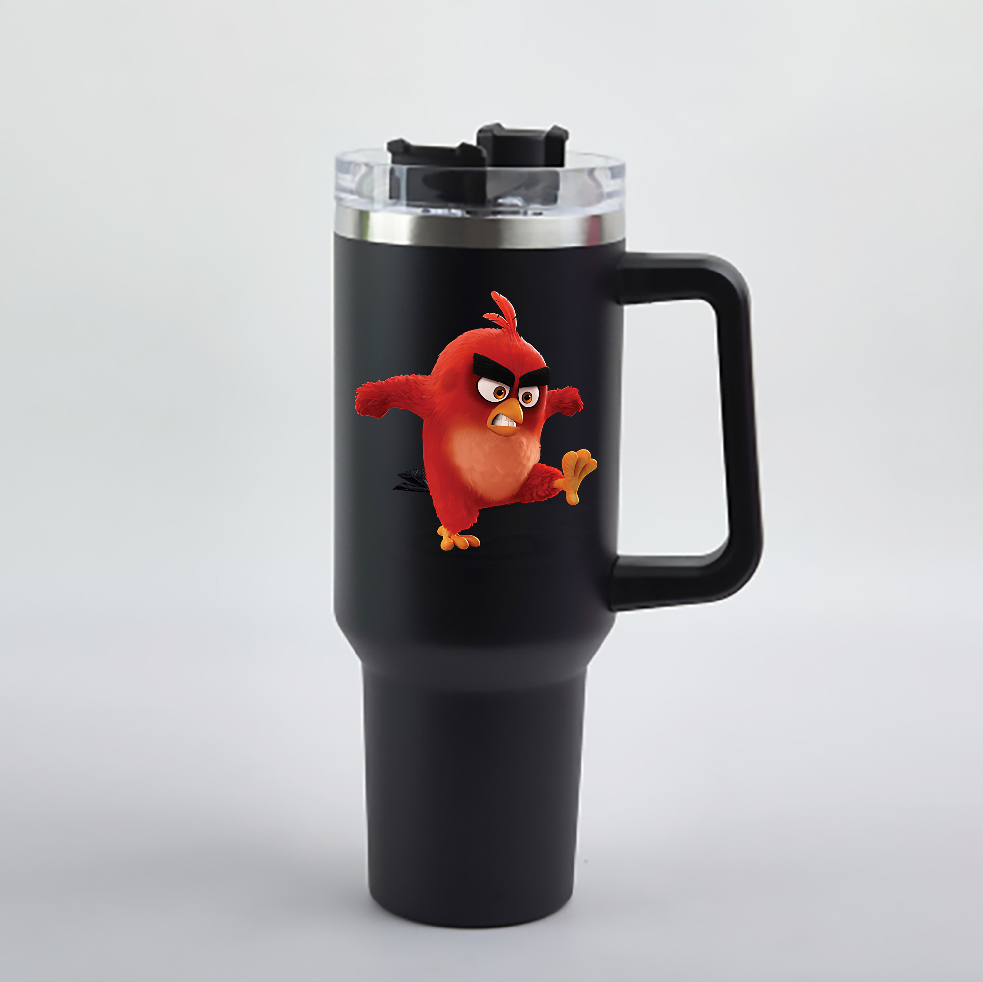 （画像用） Angry Birds アングリーバード 1200mL車用タンブラー - クリスタルステッカー（プラスチックストロー付き）