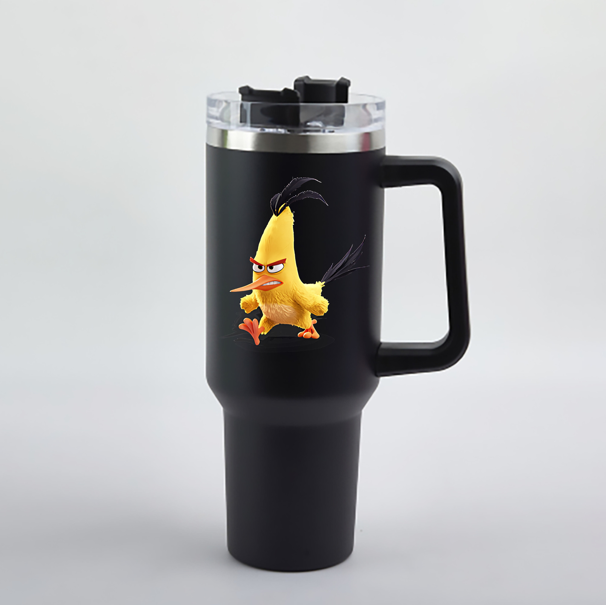 （画像用） Angry Birds アングリーバード 1200mL車用タンブラー - クリスタルステッカー（プラスチックストロー付き）
