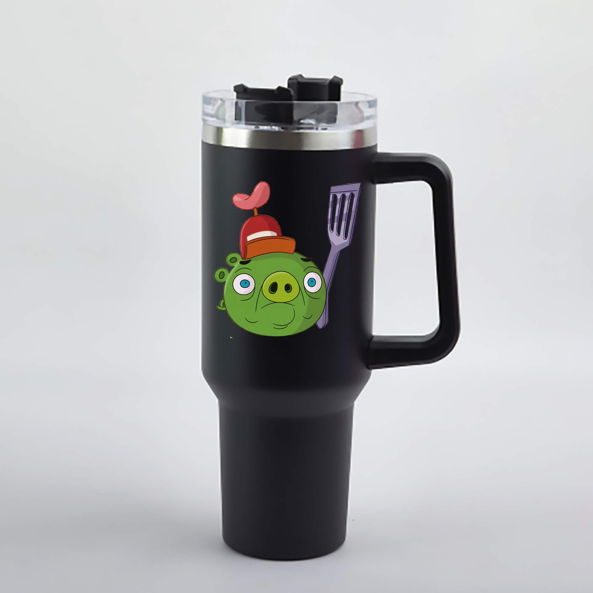 （画像用） Angry Birds アングリーバード 1200mL車用タンブラー - クリスタルステッカー（プラスチックストロー付き）