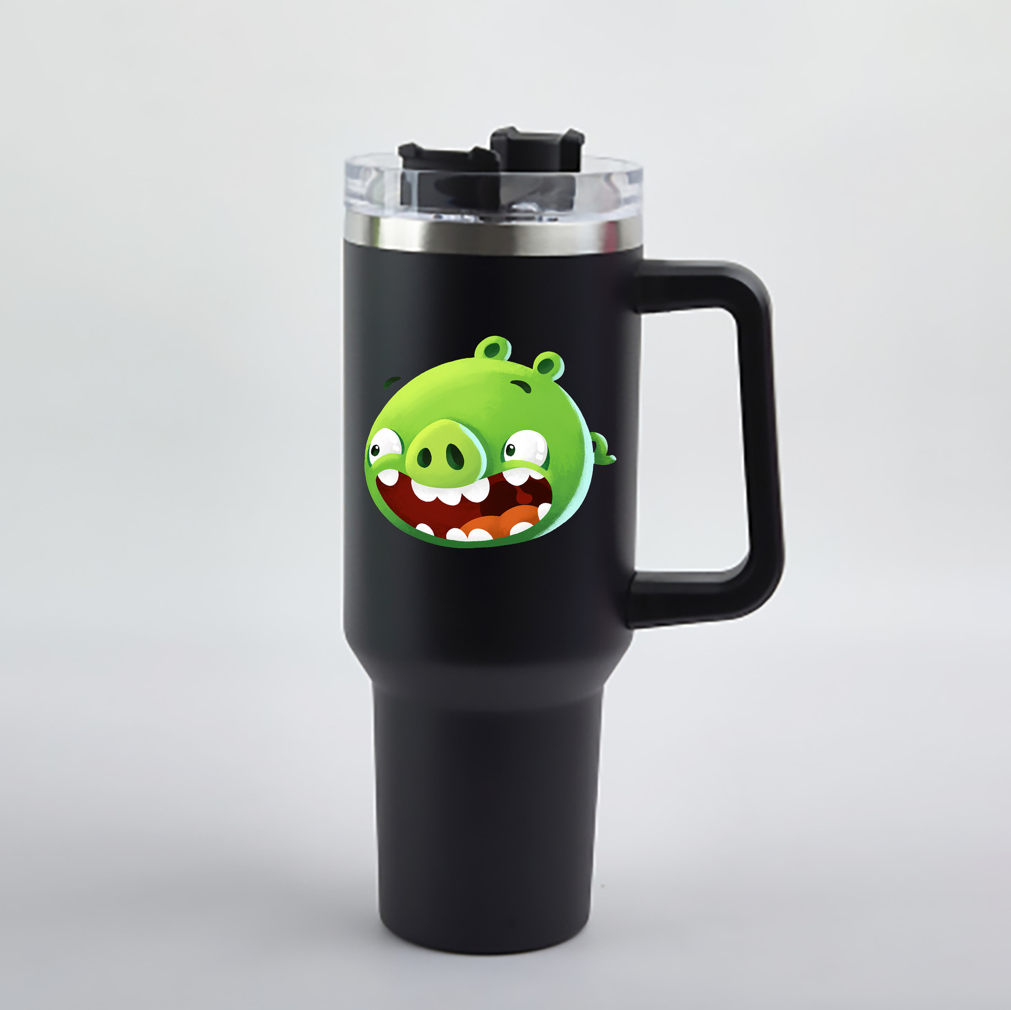 （画像用） Angry Birds アングリーバード 1200mL車用タンブラー - クリスタルステッカー（プラスチックストロー付き）