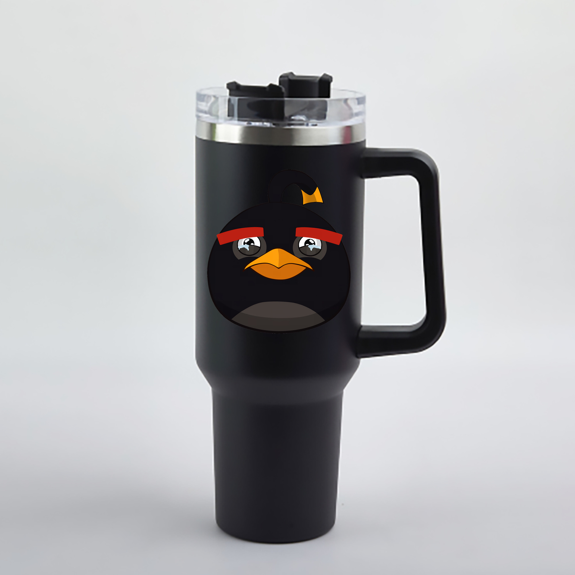 （画像用） Angry Birds アングリーバード 1200mL車用タンブラー - クリスタルステッカー（プラスチックストロー付き）