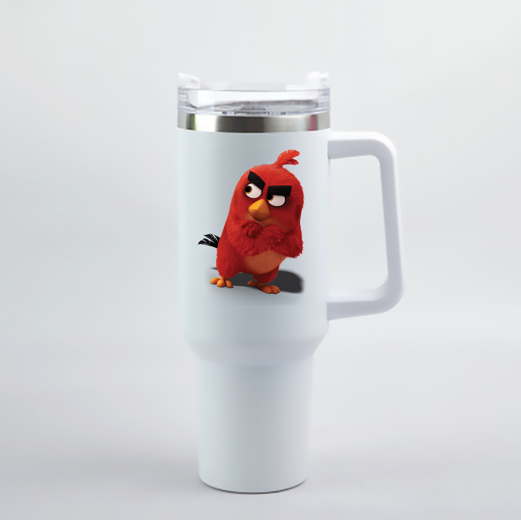 （画像用） Angry Birds アングリーバード 1200mL車用タンブラー - クリスタルステッカー（プラスチックストロー付き）
