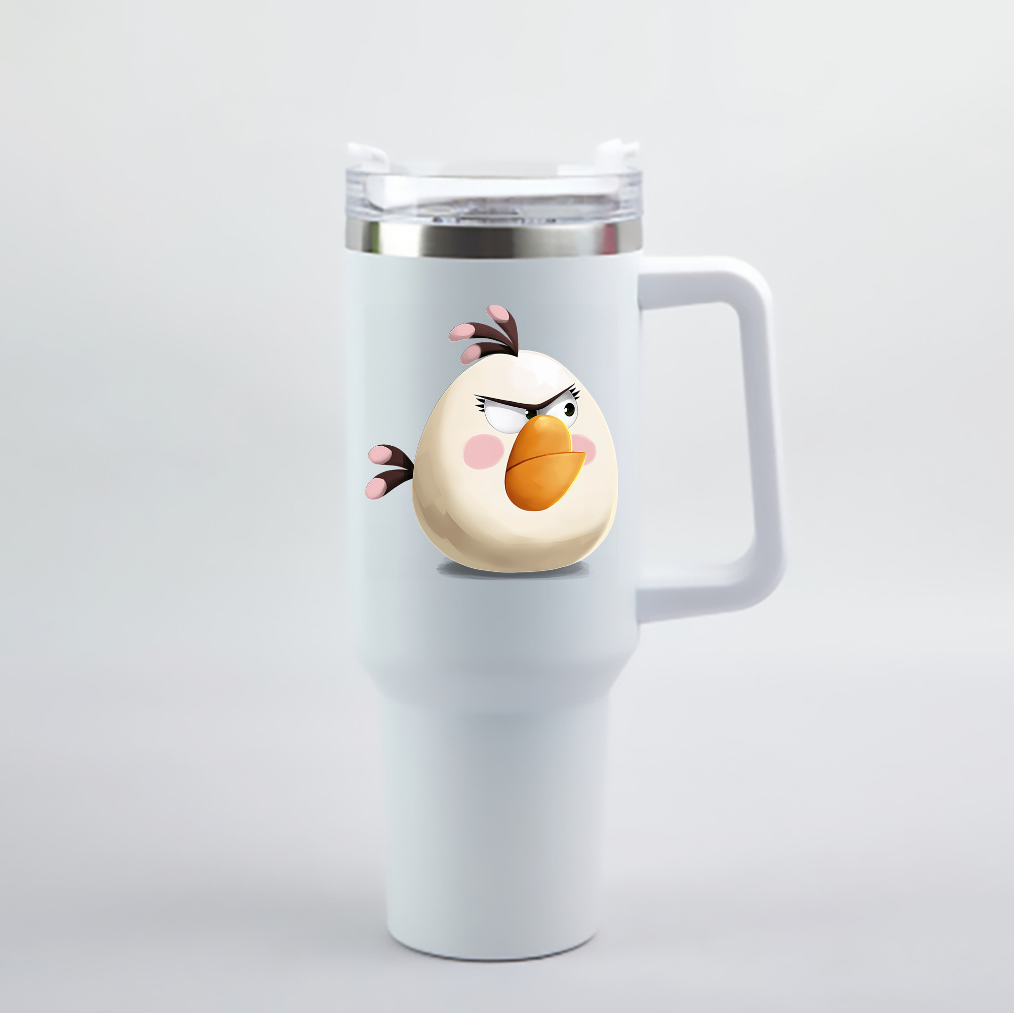 （画像用） Angry Birds アングリーバード 1200mL車用タンブラー - クリスタルステッカー（プラスチックストロー付き）