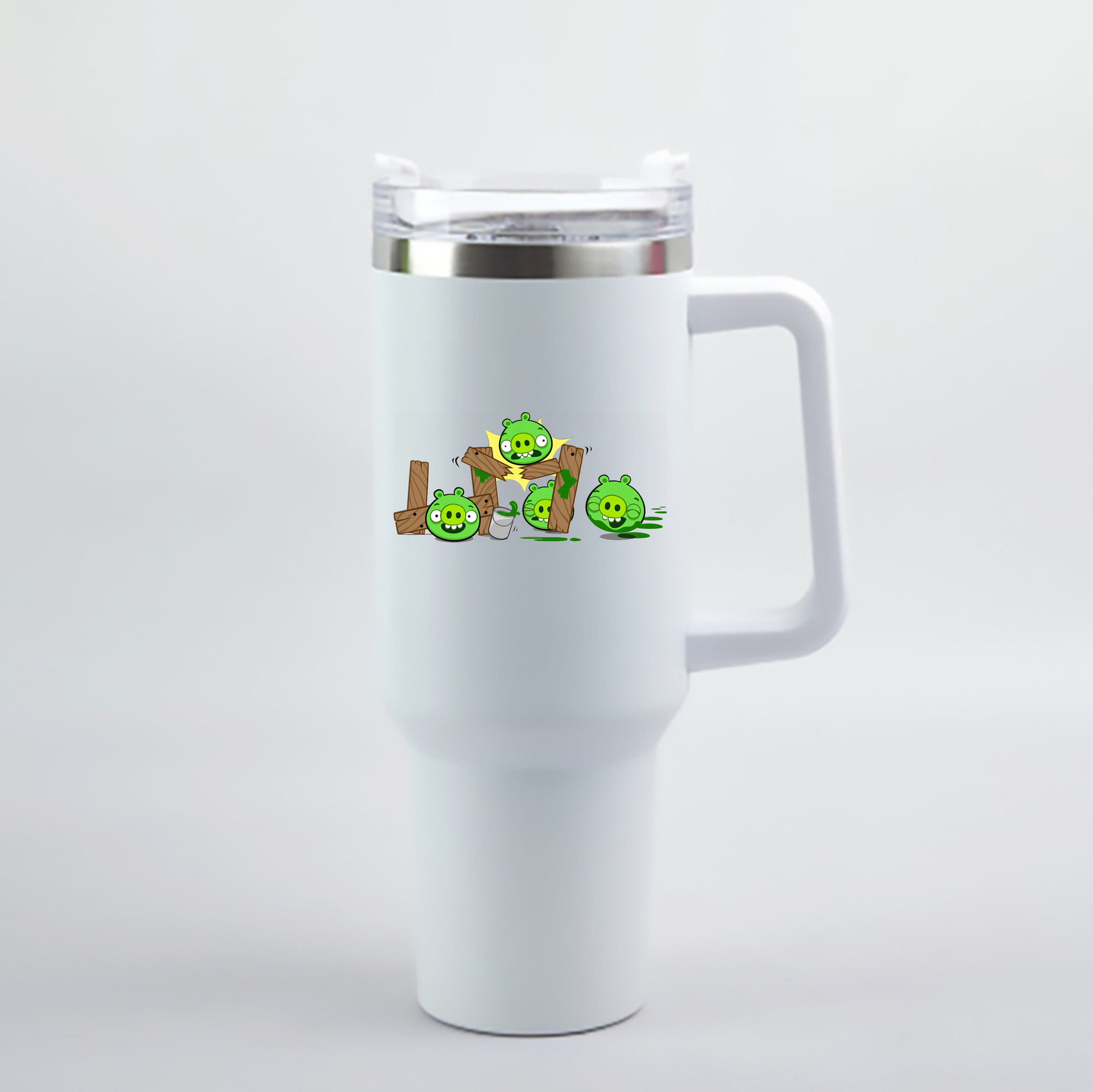 （画像用） Angry Birds アングリーバード 1200mL車用タンブラー - クリスタルステッカー（プラスチックストロー付き）