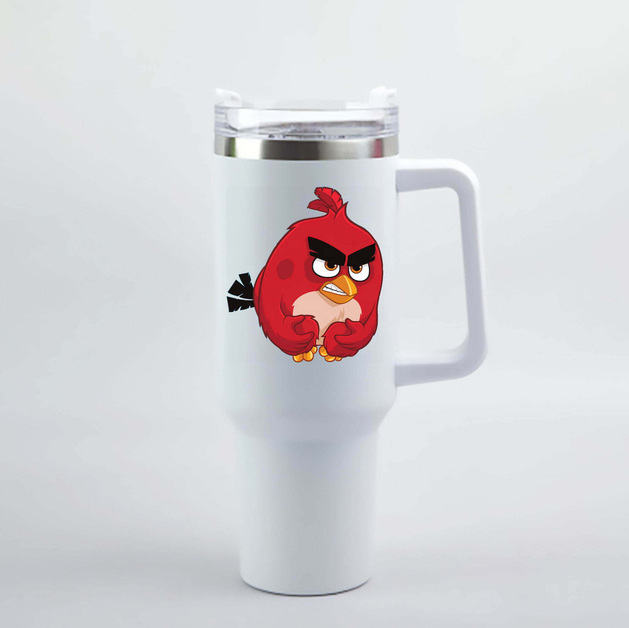 （画像用） Angry Birds アングリーバード 1200mL車用タンブラー - クリスタルステッカー（プラスチックストロー付き）