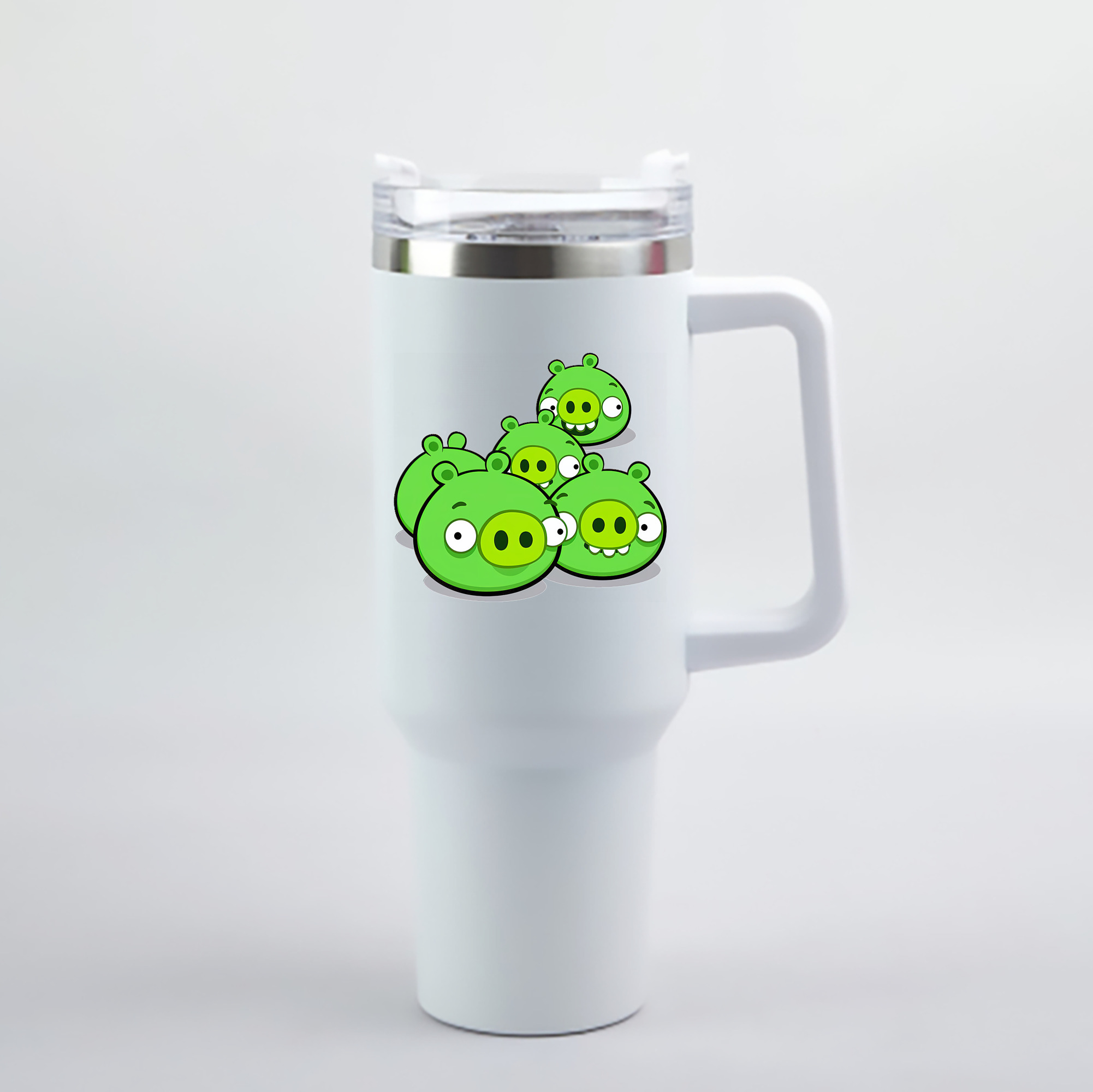 （画像用） Angry Birds アングリーバード 1200mL車用タンブラー - クリスタルステッカー（プラスチックストロー付き）