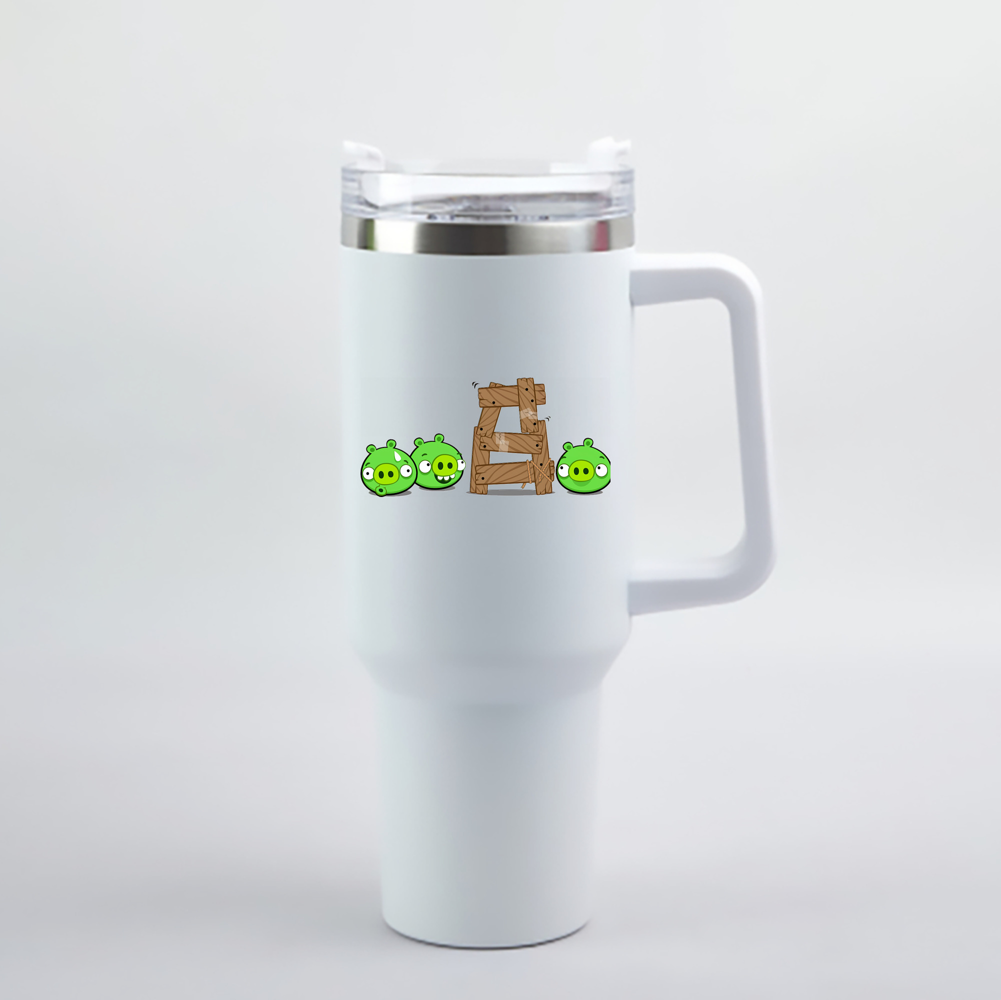 （画像用） Angry Birds アングリーバード 1200mL車用タンブラー - クリスタルステッカー（プラスチックストロー付き）