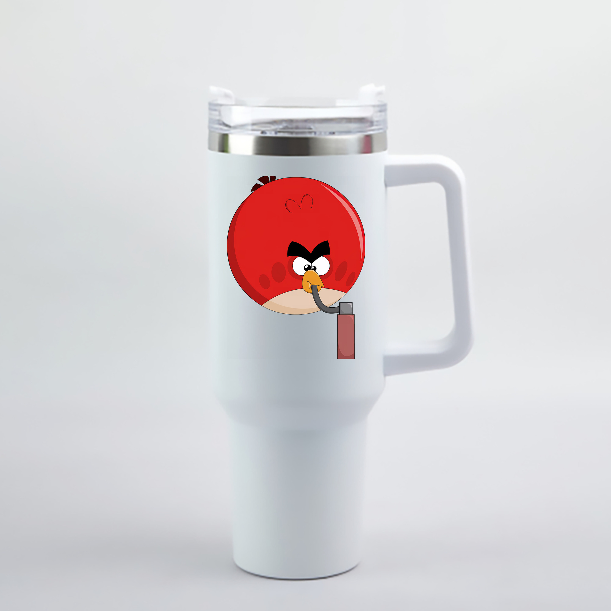 （画像用） Angry Birds アングリーバード 1200mL車用タンブラー - クリスタルステッカー（プラスチックストロー付き）
