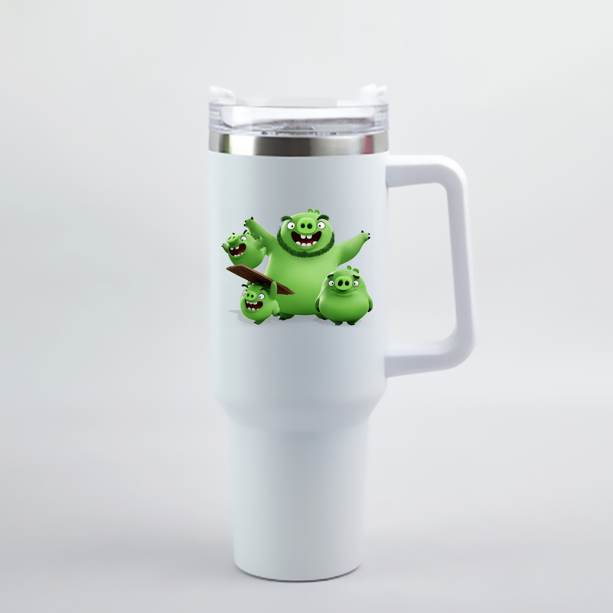 （画像用） Angry Birds アングリーバード 1200mL車用タンブラー - クリスタルステッカー（プラスチックストロー付き）