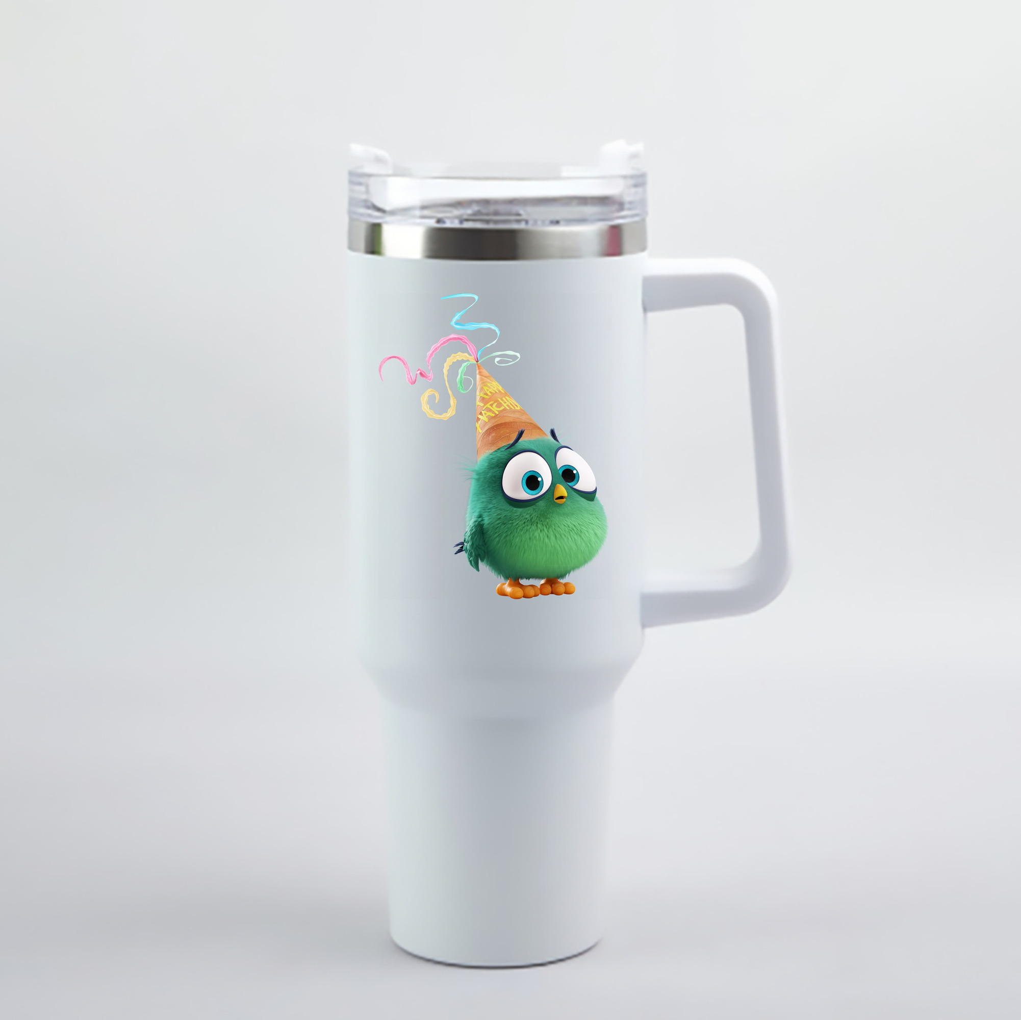 （画像用） Angry Birds アングリーバード 1200mL車用タンブラー - クリスタルステッカー（プラスチックストロー付き）