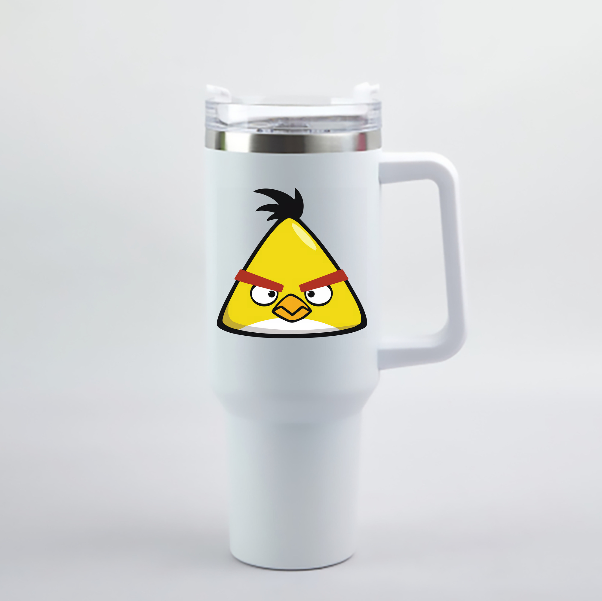 （画像用） Angry Birds アングリーバード 1200mL車用タンブラー - クリスタルステッカー（プラスチックストロー付き）
