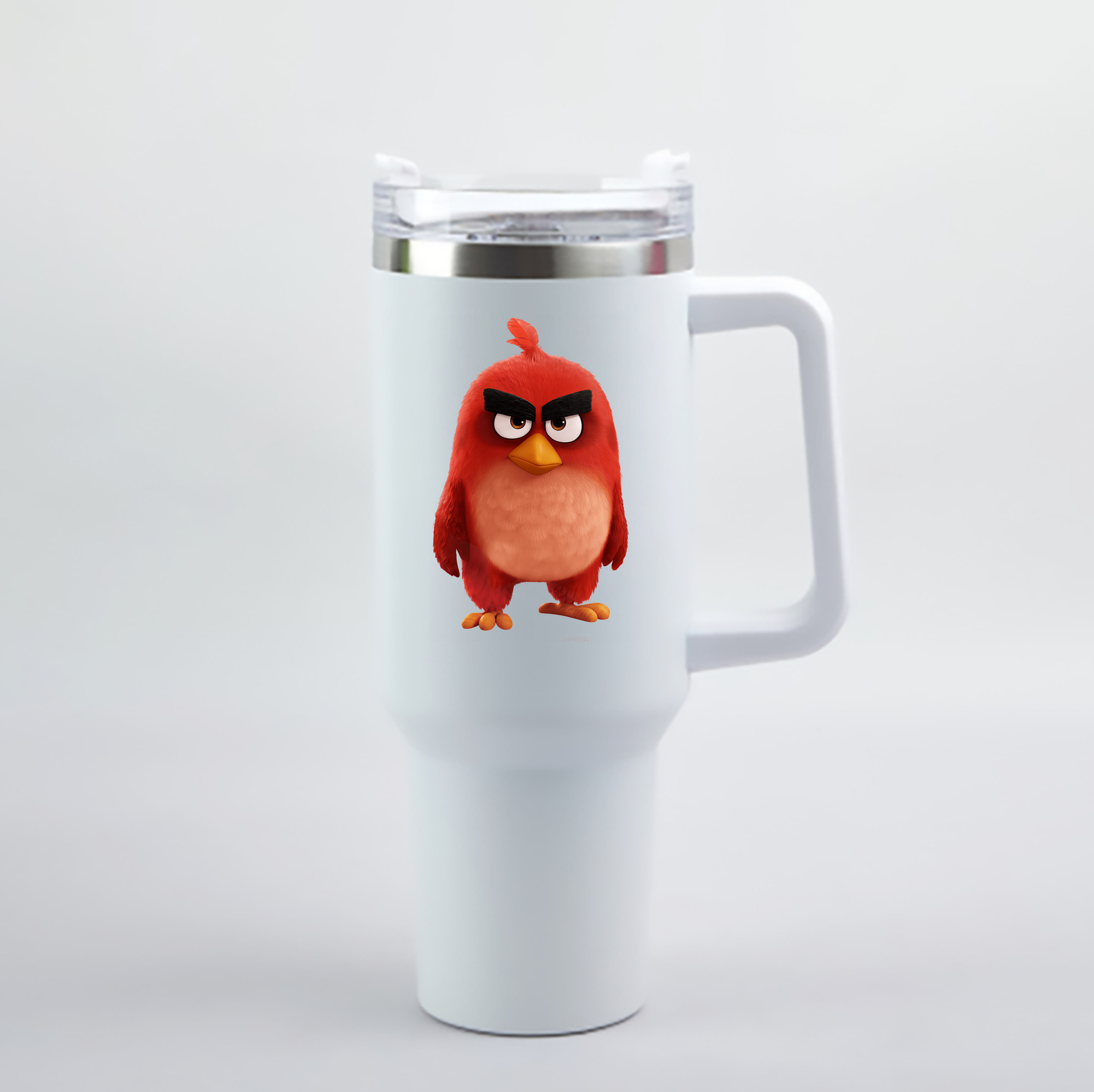 （画像用） Angry Birds アングリーバード 1200mL車用タンブラー - クリスタルステッカー（プラスチックストロー付き）