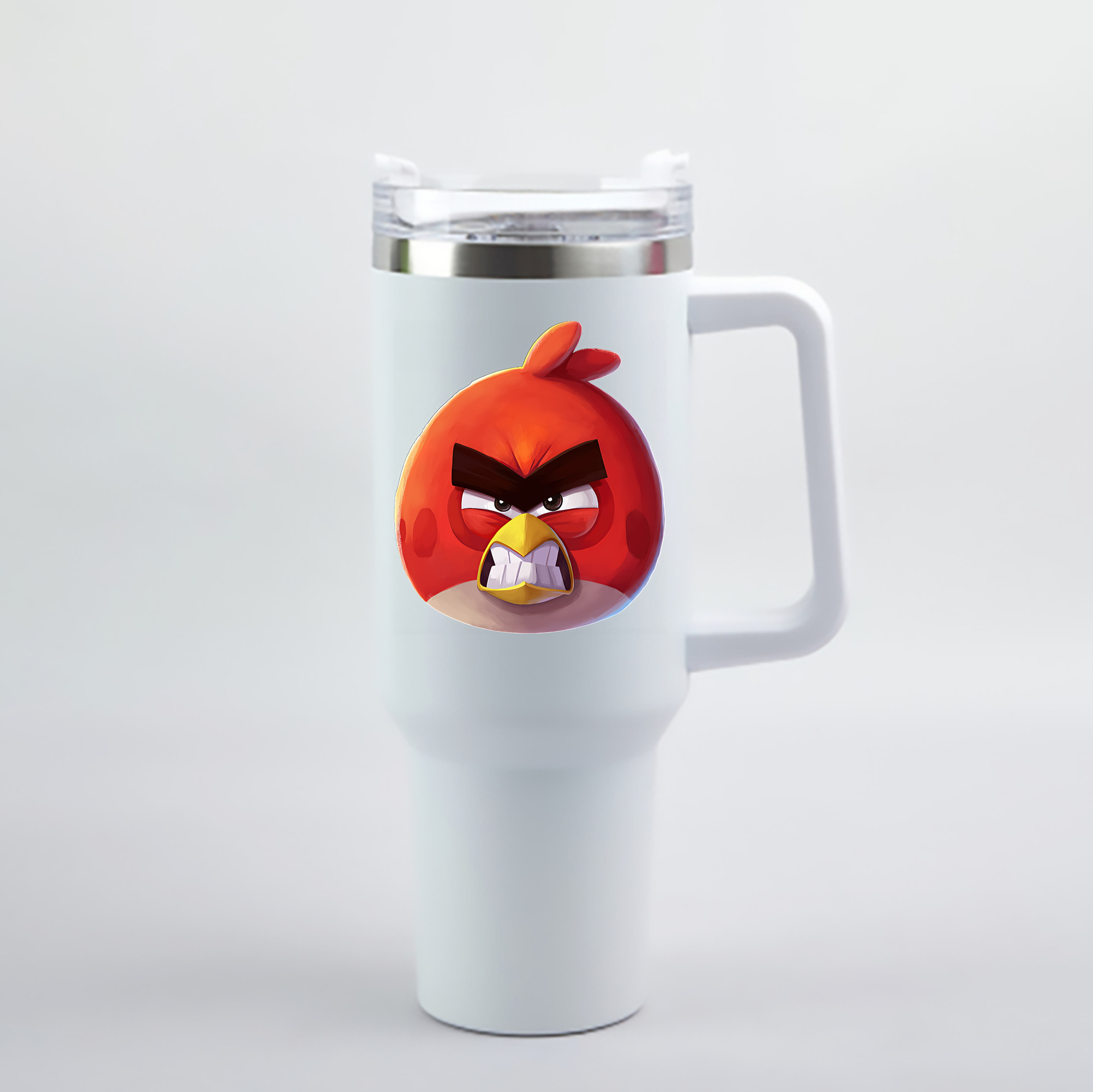 （画像用） Angry Birds アングリーバード 1200mL車用タンブラー - クリスタルステッカー（プラスチックストロー付き）