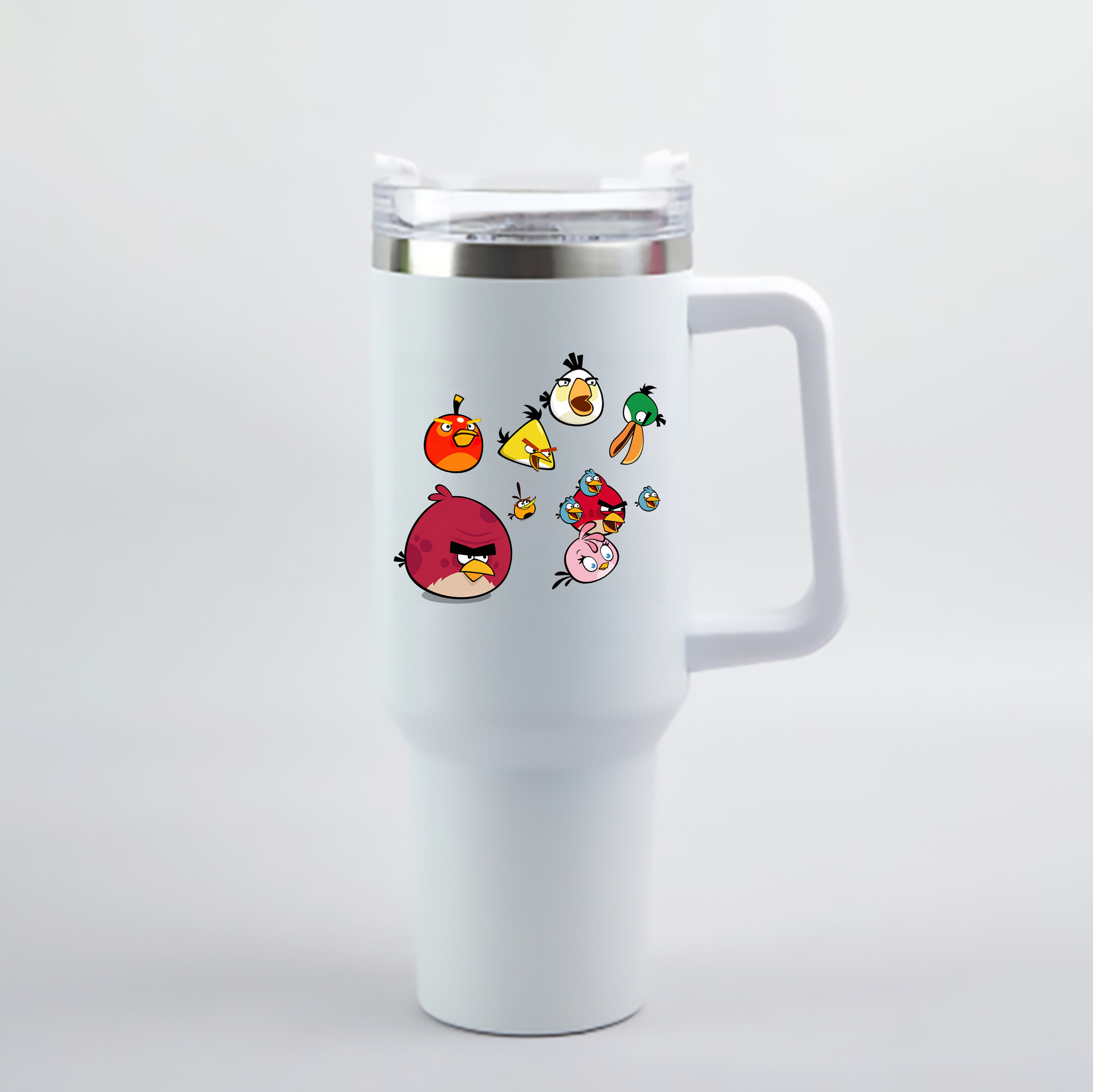 （画像用） Angry Birds アングリーバード 1200mL車用タンブラー - クリスタルステッカー（プラスチックストロー付き）