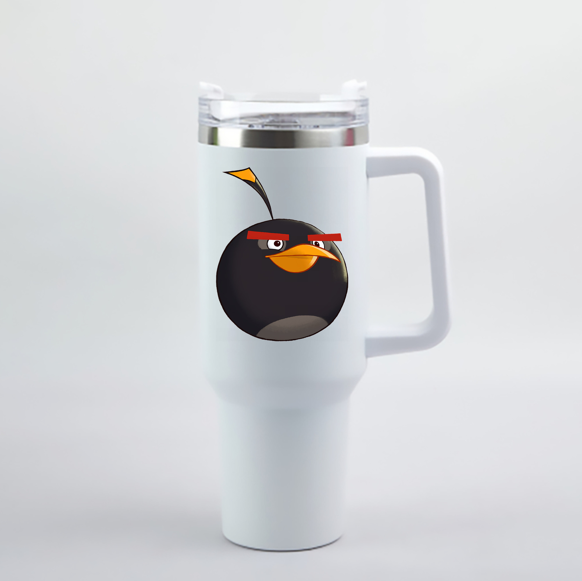 （画像用） Angry Birds アングリーバード 1200mL車用タンブラー - クリスタルステッカー（プラスチックストロー付き）