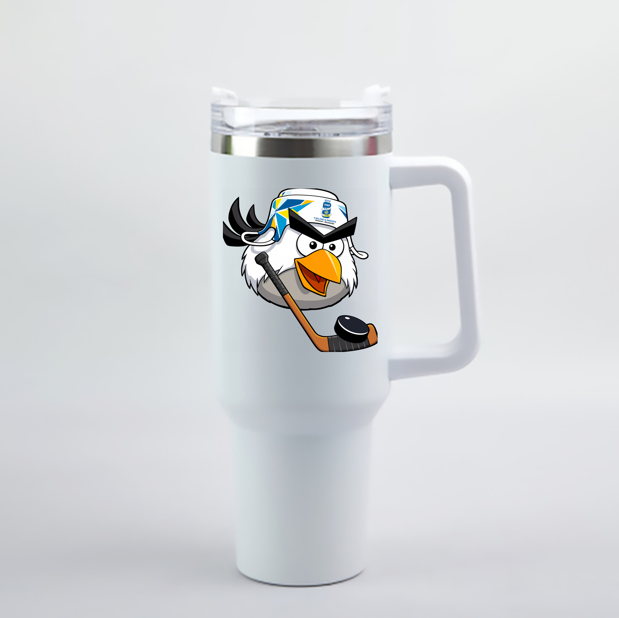 （画像用） Angry Birds アングリーバード 1200mL車用タンブラー - クリスタルステッカー（プラスチックストロー付き）