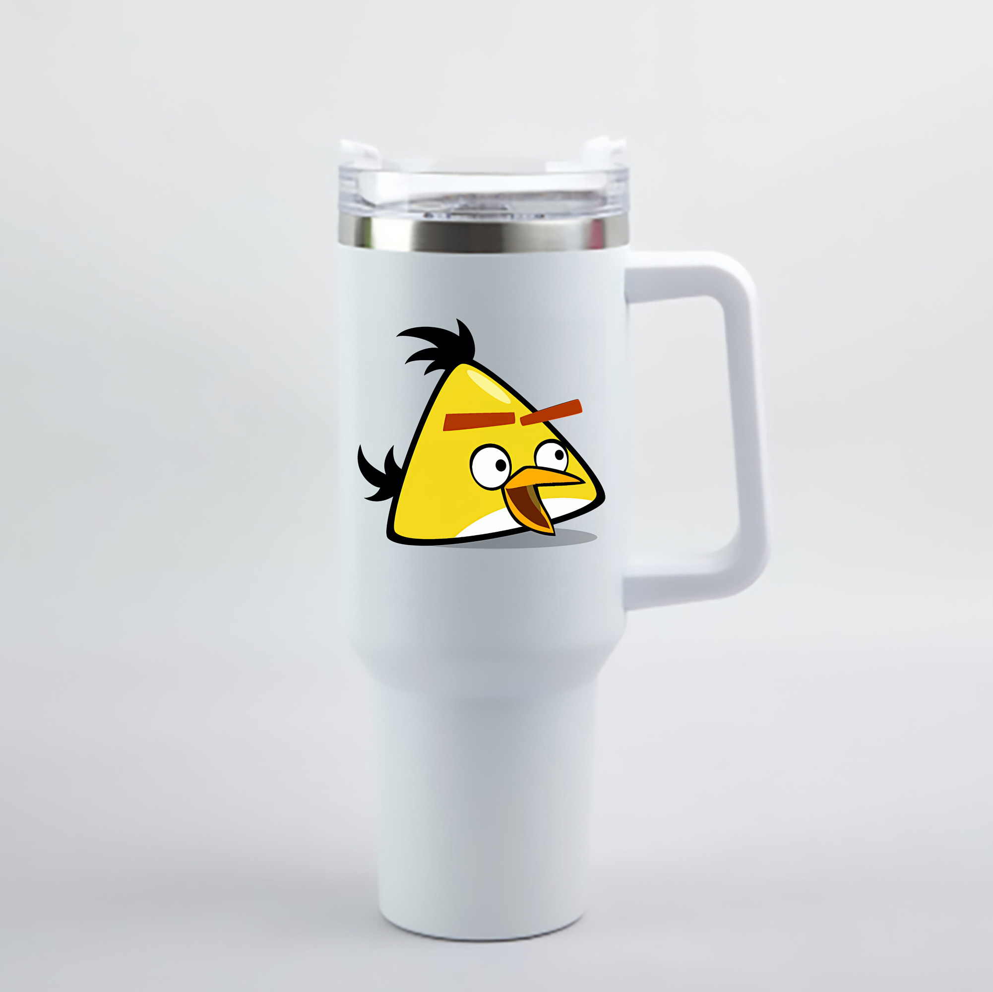 （画像用） Angry Birds アングリーバード 1200mL車用タンブラー - クリスタルステッカー（プラスチックストロー付き）