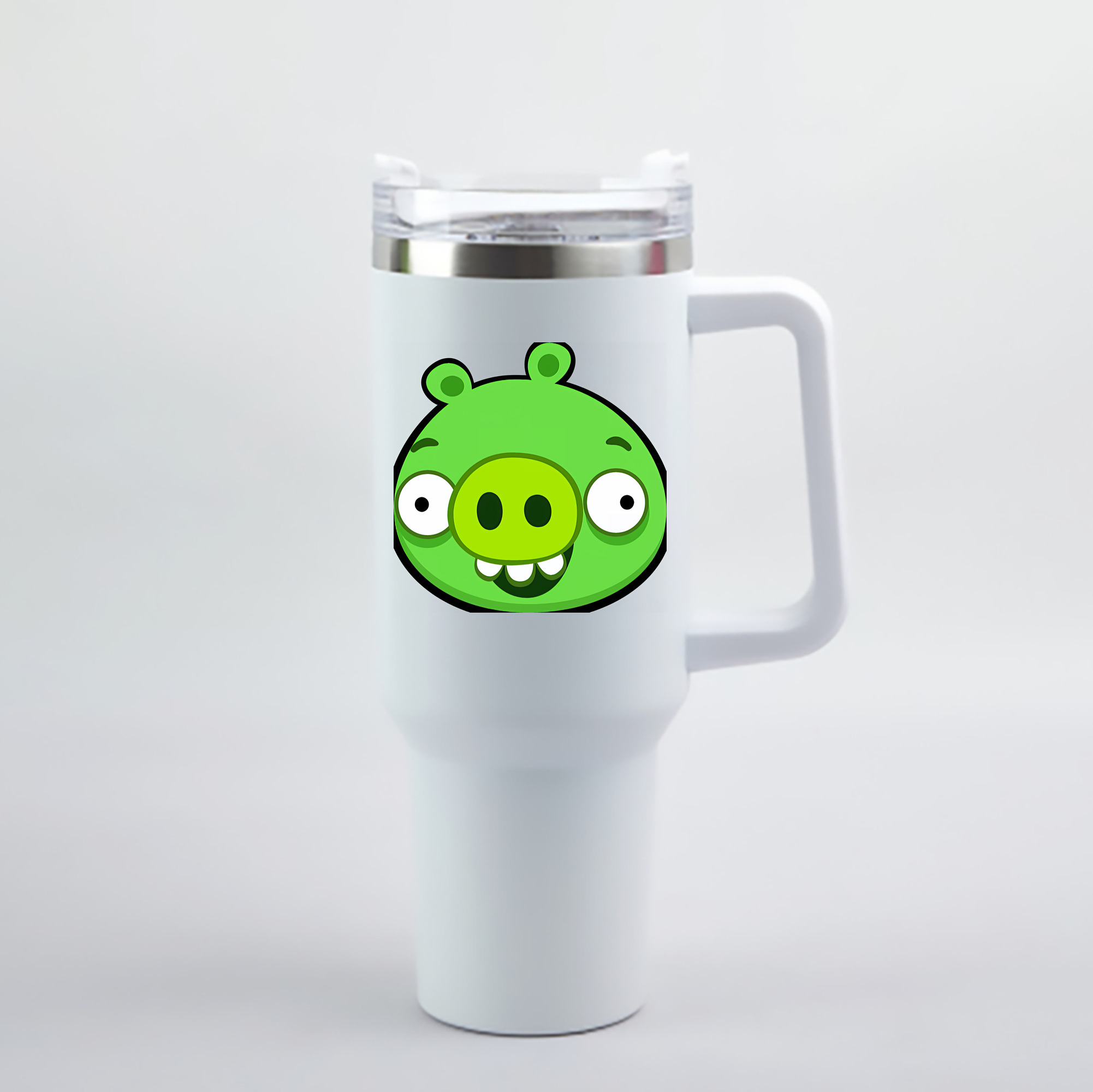 （画像用） Angry Birds アングリーバード 1200mL車用タンブラー - クリスタルステッカー（プラスチックストロー付き）