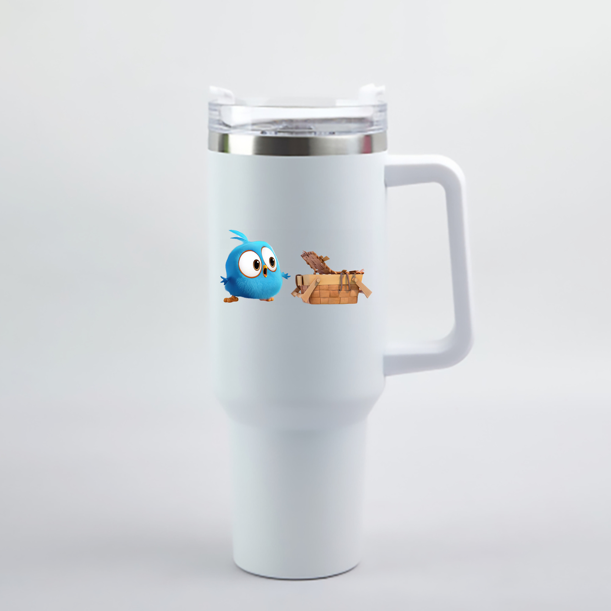 （画像用） Angry Birds アングリーバード 1200mL車用タンブラー - クリスタルステッカー（プラスチックストロー付き）