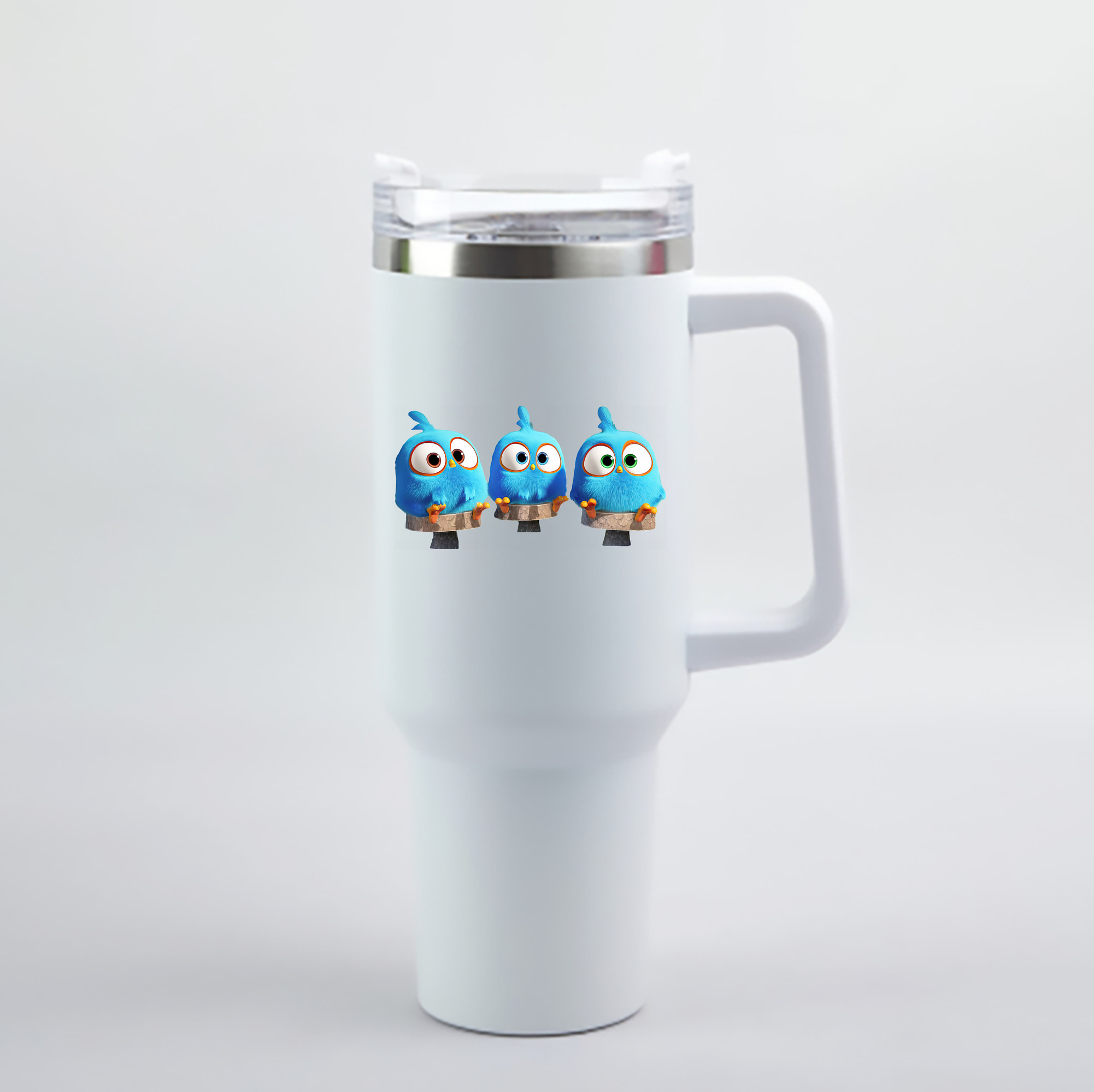 （画像用） Angry Birds アングリーバード 1200mL車用タンブラー - クリスタルステッカー（プラスチックストロー付き）