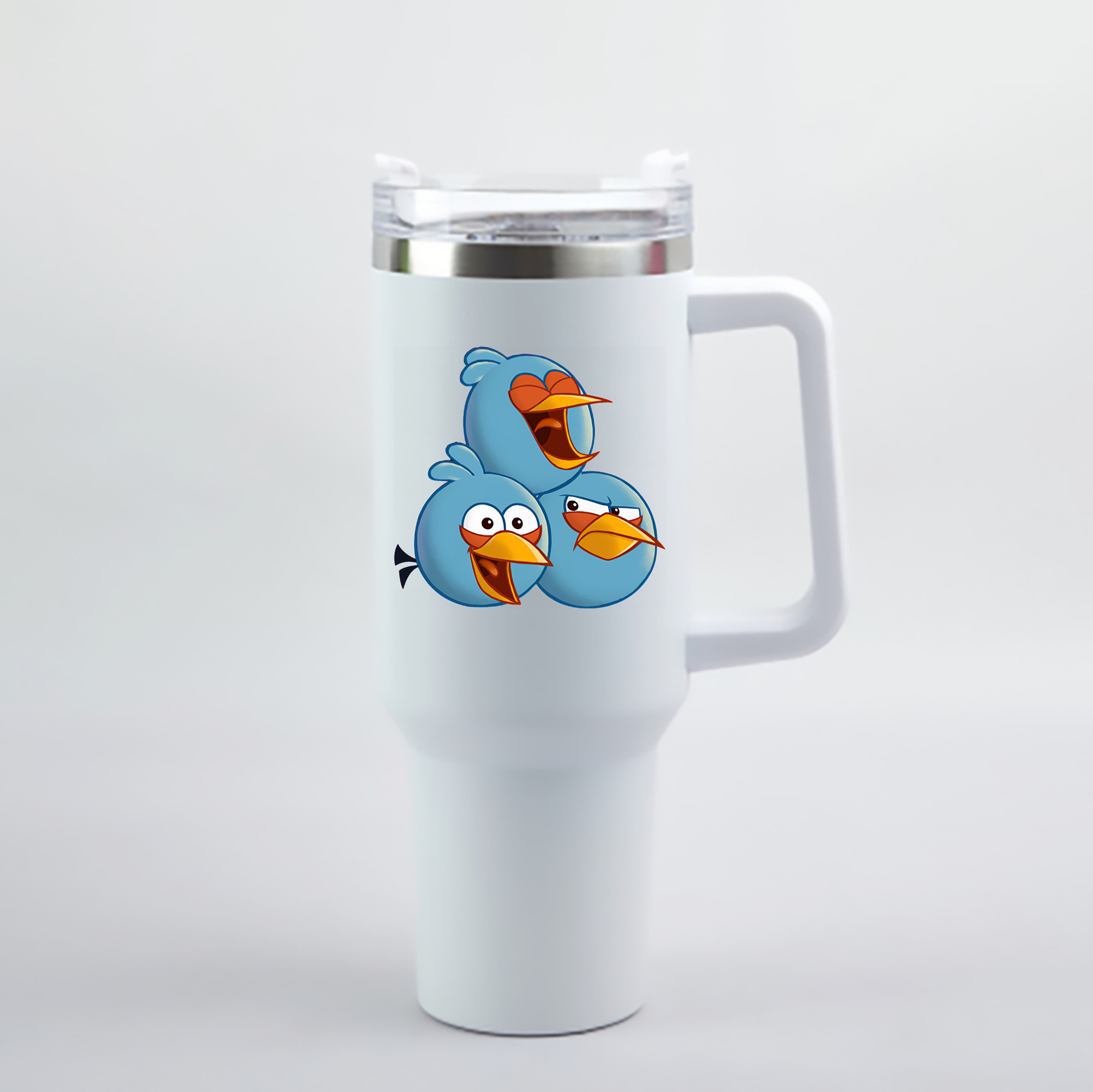 （画像用） Angry Birds アングリーバード 1200mL車用タンブラー - クリスタルステッカー（プラスチックストロー付き）