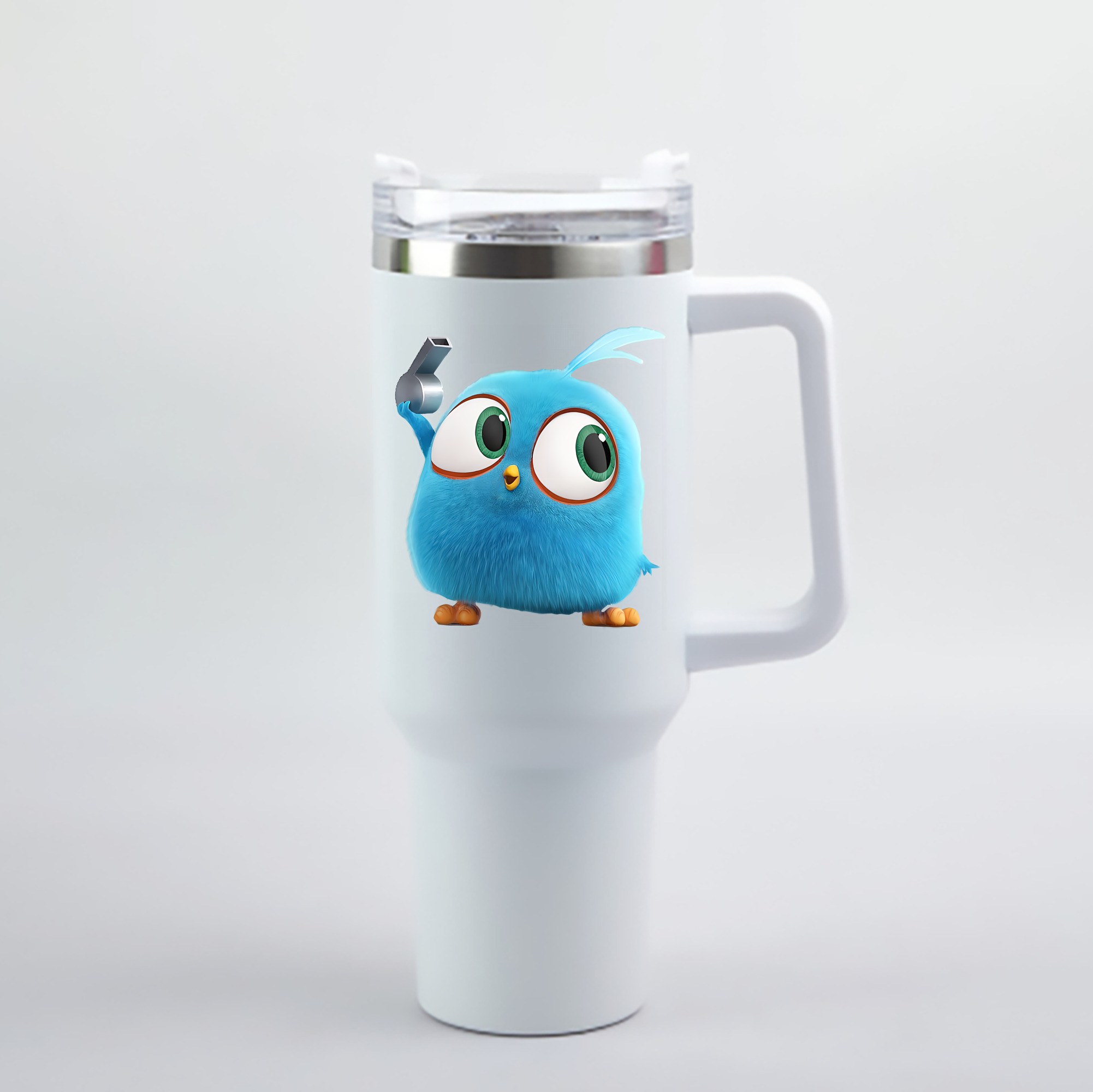 （画像用） Angry Birds アングリーバード 1200mL車用タンブラー - クリスタルステッカー（プラスチックストロー付き）