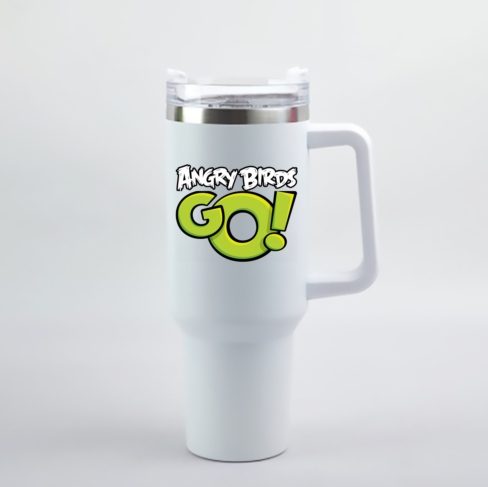 （画像用） Angry Birds アングリーバード 1200mL車用タンブラー - クリスタルステッカー（プラスチックストロー付き）