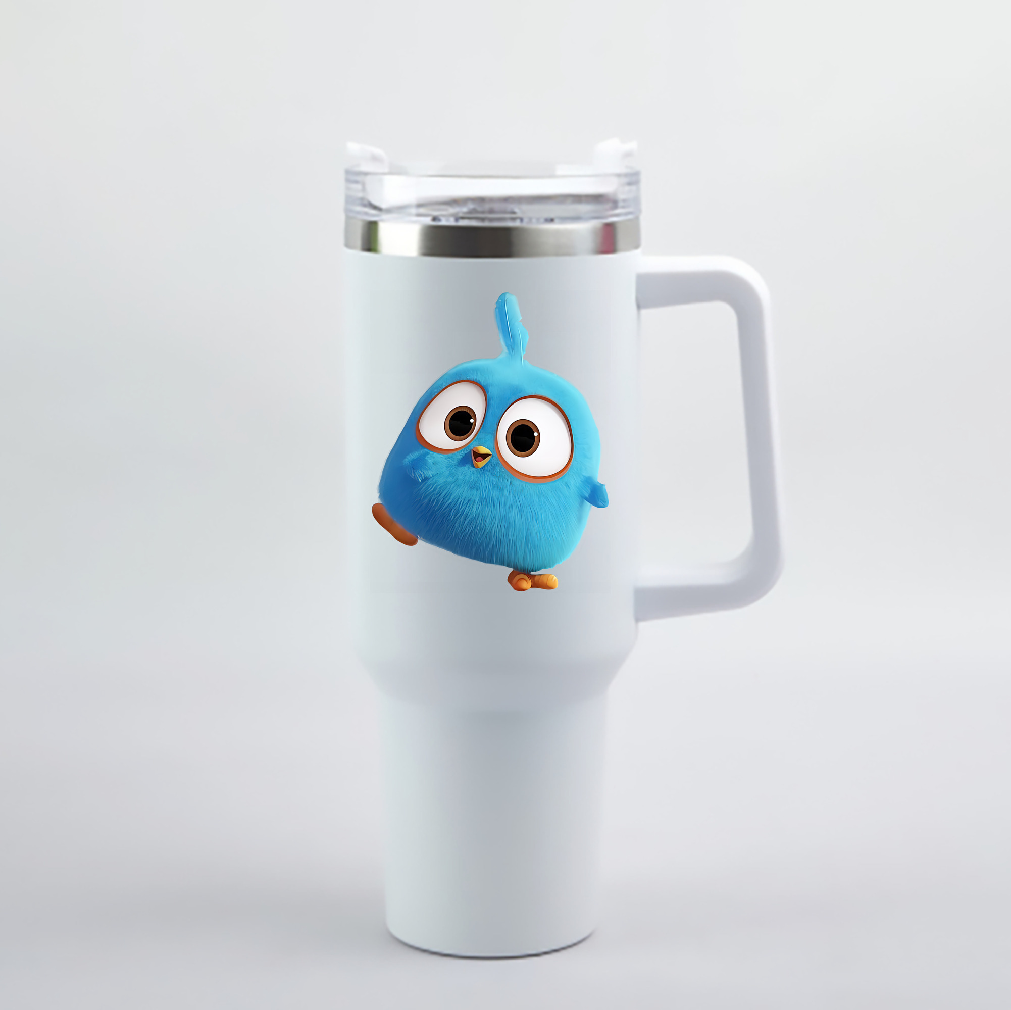 （画像用） Angry Birds アングリーバード 1200mL車用タンブラー - クリスタルステッカー（プラスチックストロー付き）