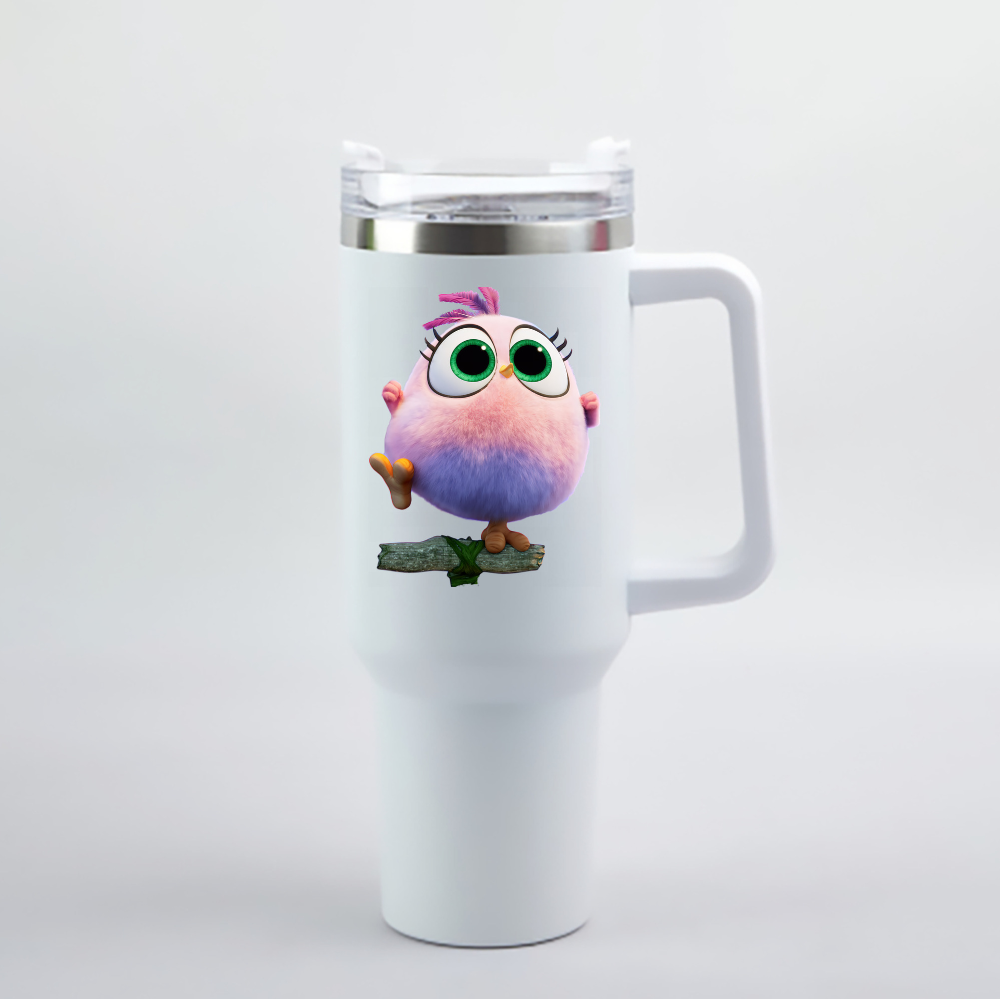 （画像用） Angry Birds アングリーバード 1200mL車用タンブラー - クリスタルステッカー（プラスチックストロー付き）