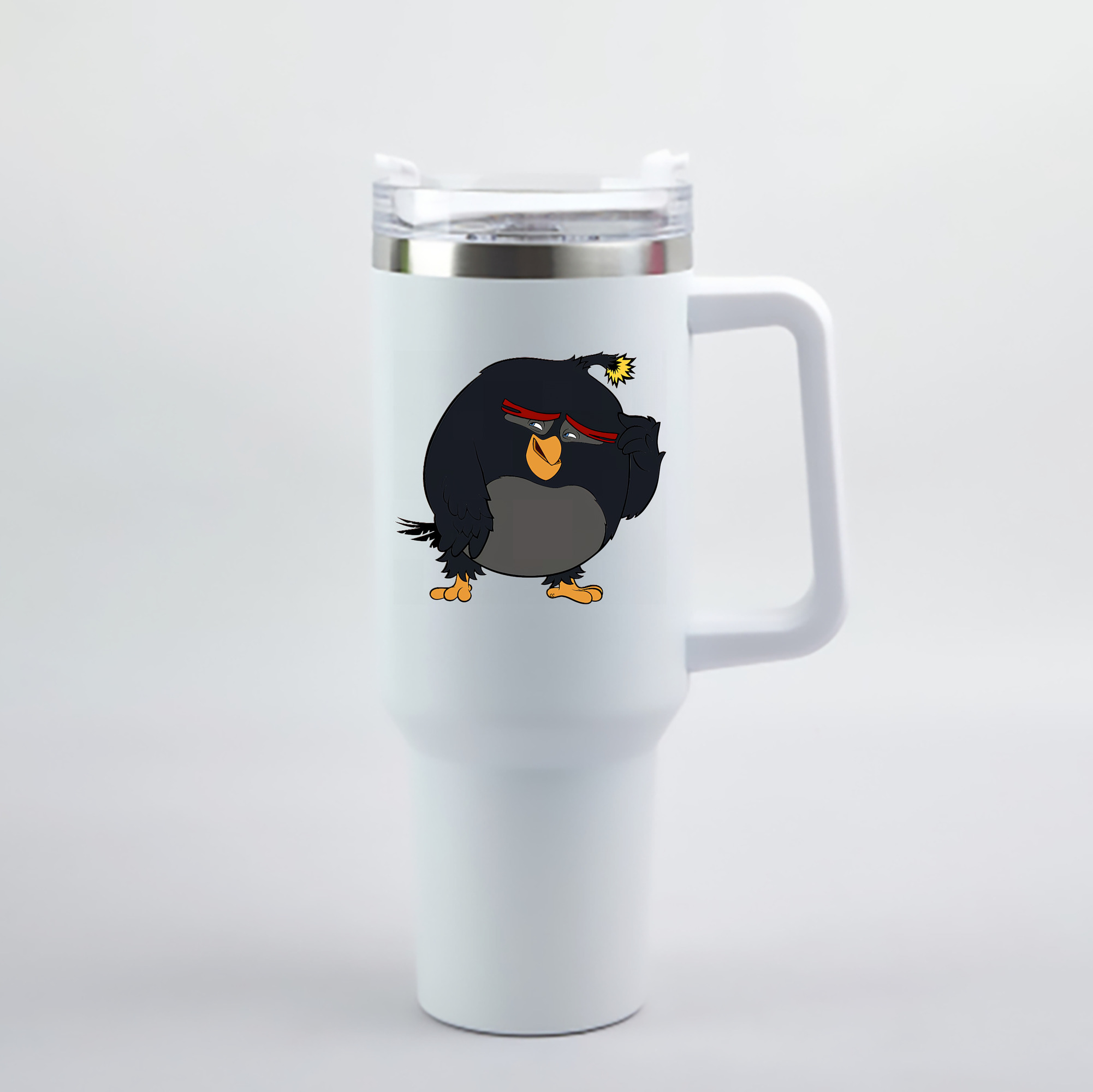 （画像用） Angry Birds アングリーバード 1200mL車用タンブラー - クリスタルステッカー（プラスチックストロー付き）