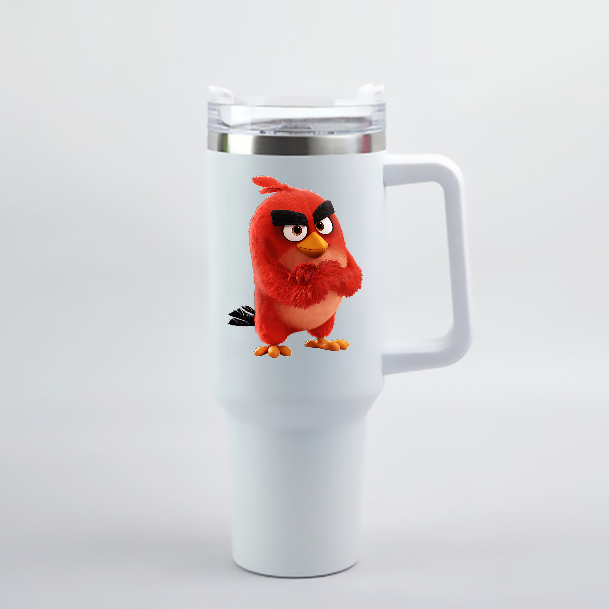 （画像用） Angry Birds アングリーバード 1200mL車用タンブラー - クリスタルステッカー（プラスチックストロー付き）