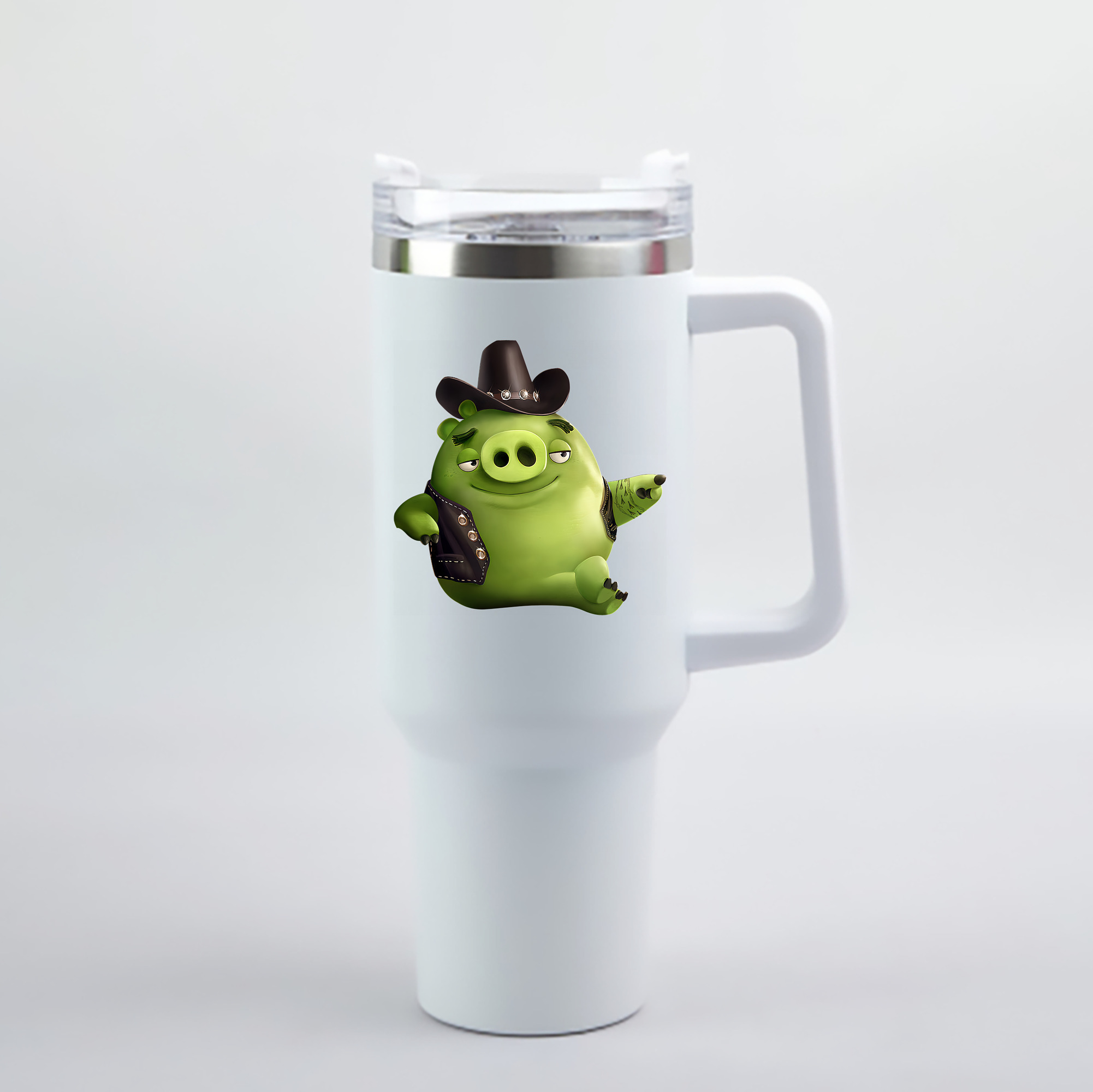 （画像用） Angry Birds アングリーバード 1200mL車用タンブラー - クリスタルステッカー（プラスチックストロー付き）