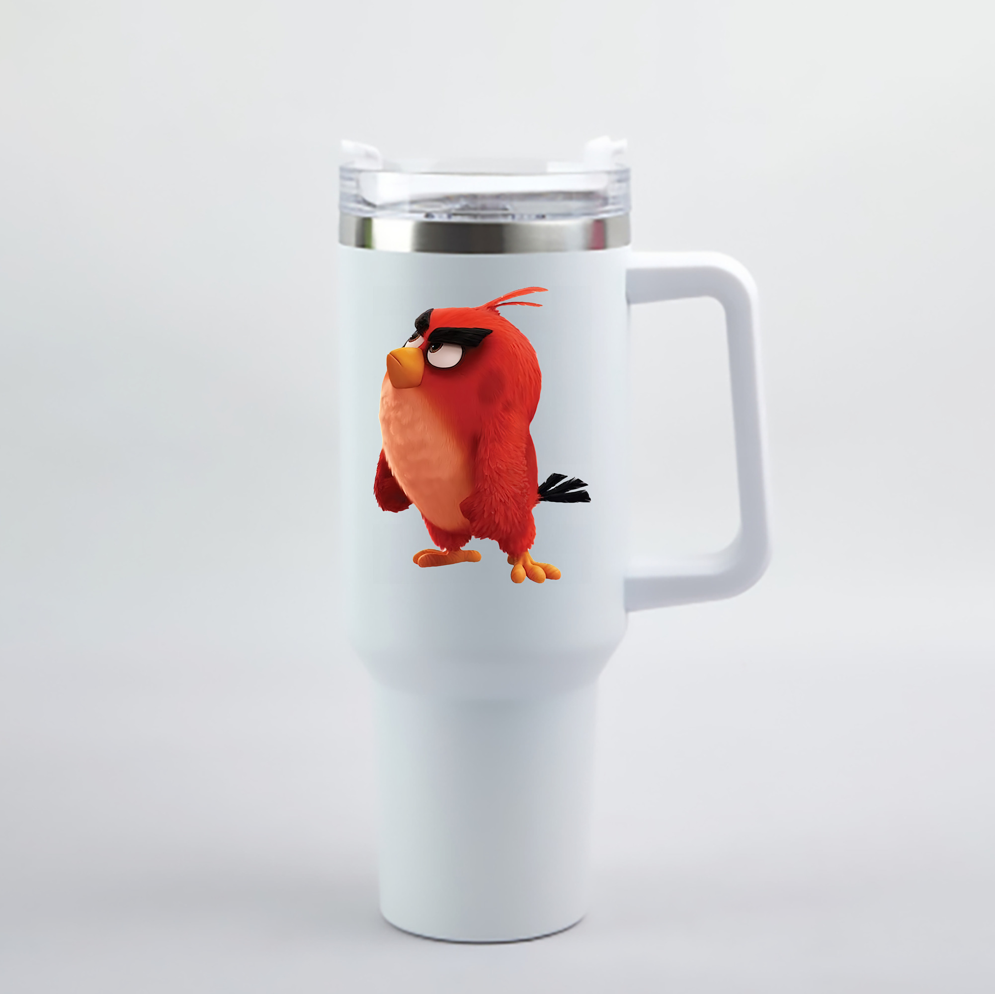 （画像用） Angry Birds アングリーバード 1200mL車用タンブラー - クリスタルステッカー（プラスチックストロー付き）