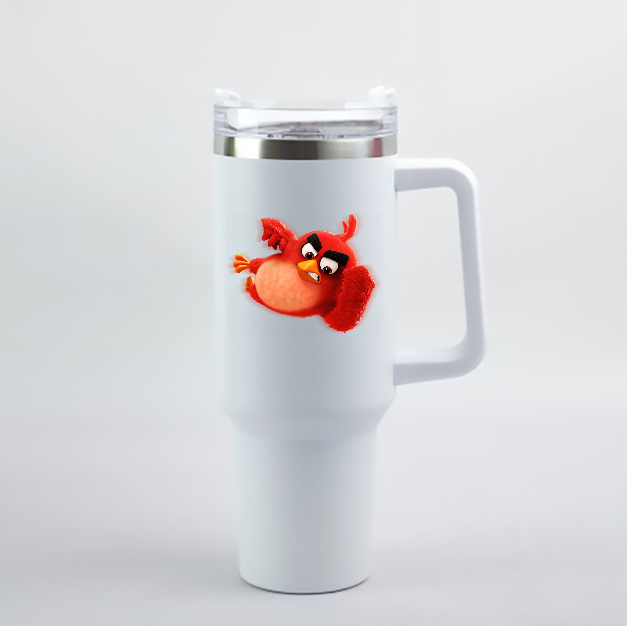 （画像用） Angry Birds アングリーバード 1200mL車用タンブラー - クリスタルステッカー（プラスチックストロー付き）