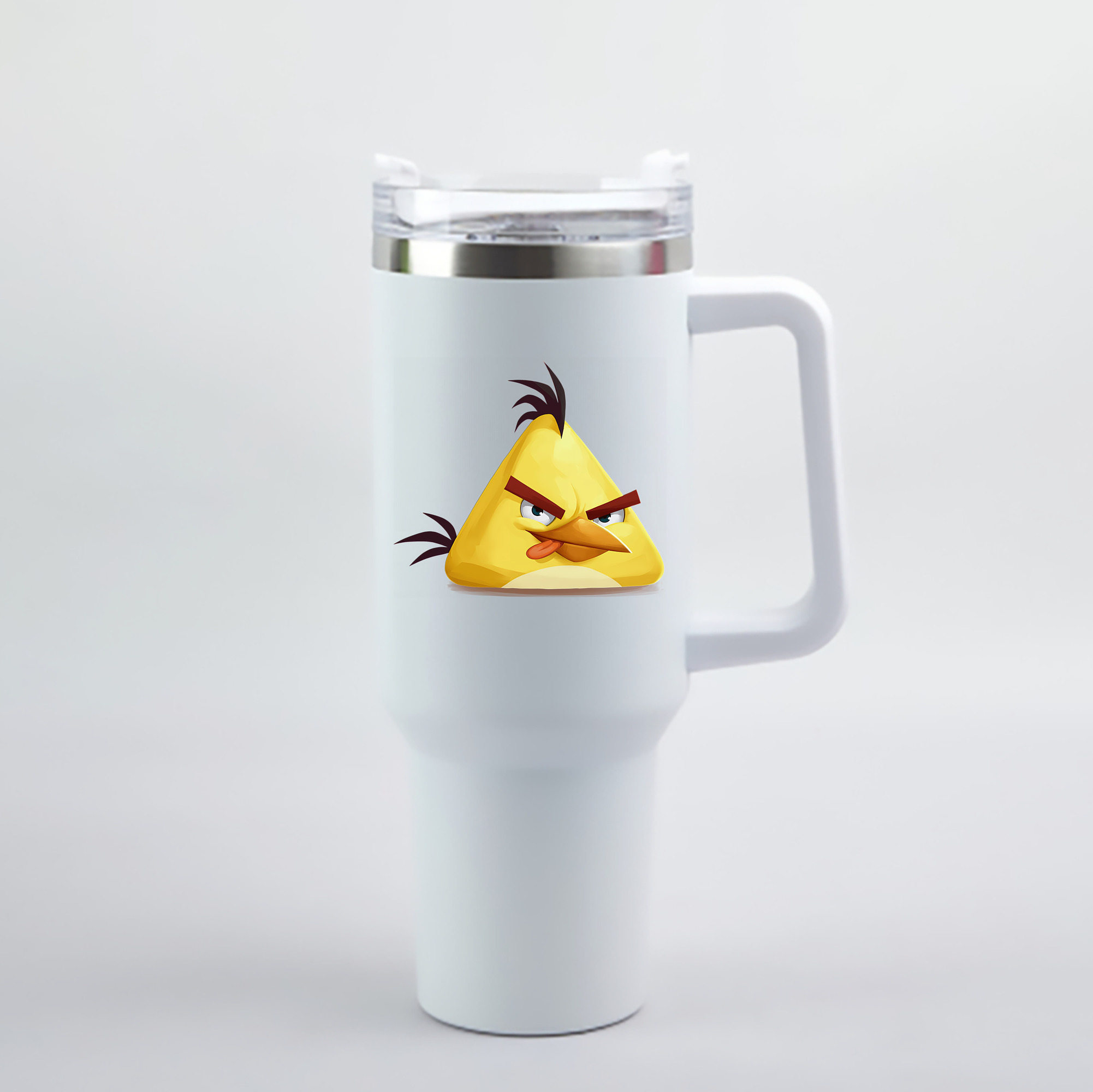 （画像用） Angry Birds アングリーバード 1200mL車用タンブラー - クリスタルステッカー（プラスチックストロー付き）
