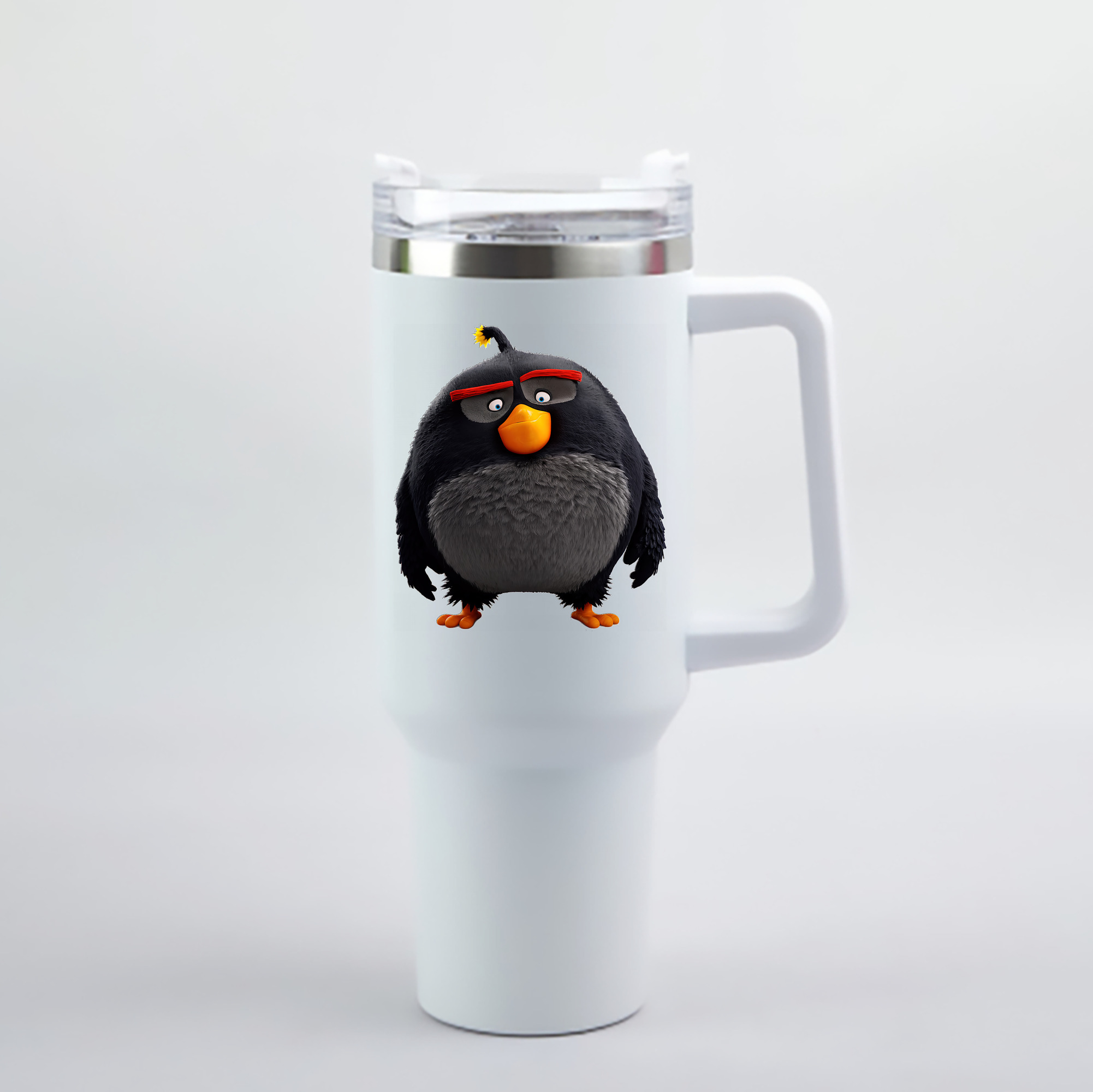 （画像用） Angry Birds アングリーバード 1200mL車用タンブラー - クリスタルステッカー（プラスチックストロー付き）
