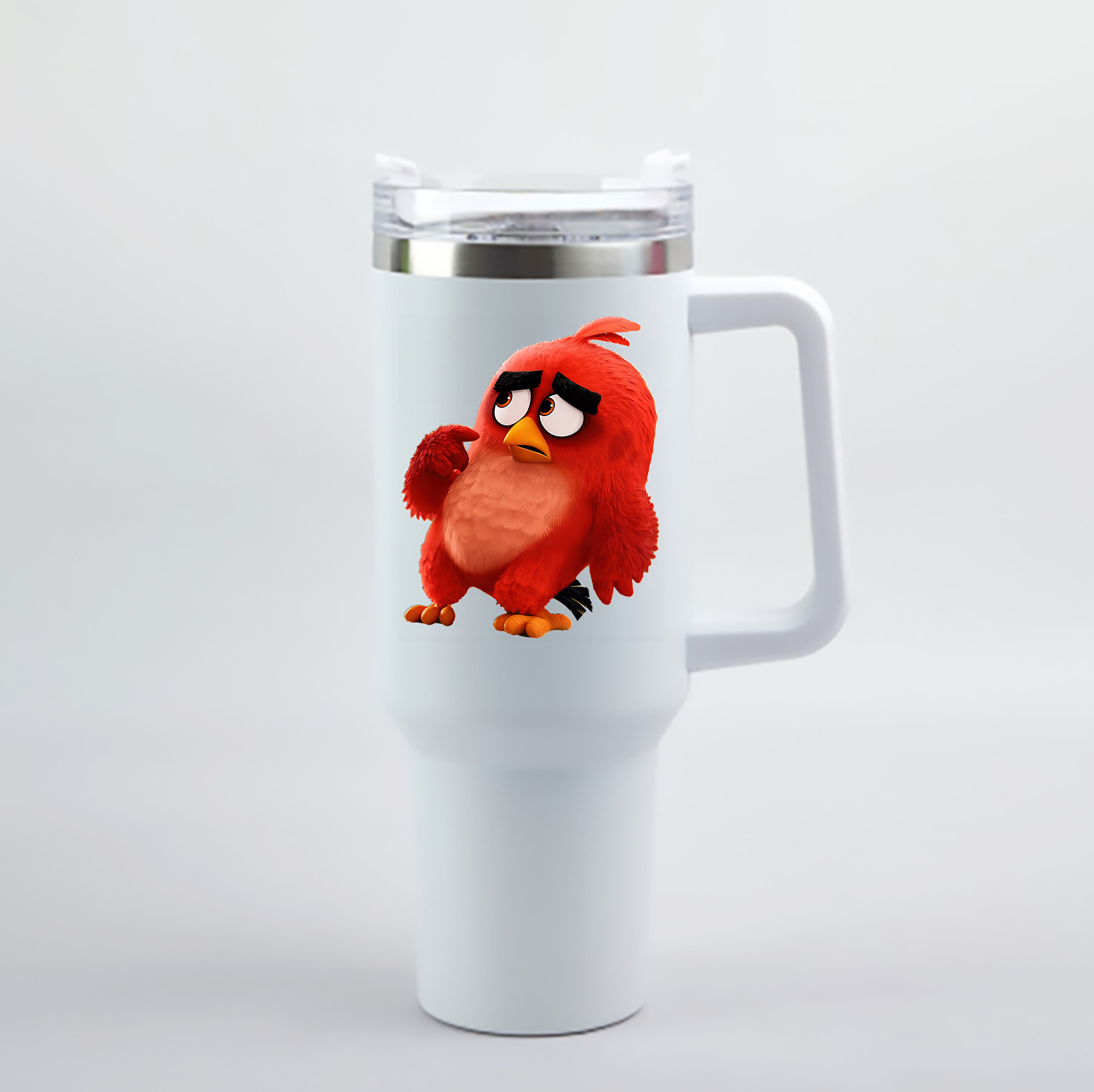 （画像用） Angry Birds アングリーバード 1200mL車用タンブラー - クリスタルステッカー（プラスチックストロー付き）